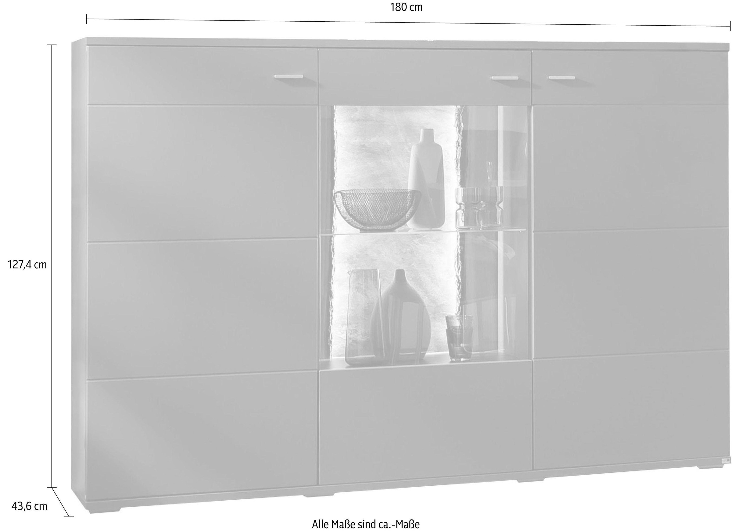 set one by Musterring Highboard »TACOMA«, Typ 52, Breite 180 cm, mit getönter Glastür