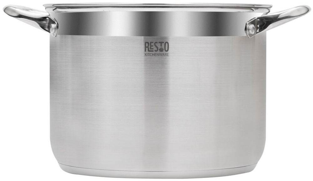 RESTO Kitchenware Kochtopf »Libra, Topf energiesparend und spülmaschinenfest«, Edelstahl 18/10, (2 tlg.), mit hitzebeständigem Glasdeckel und Griffen