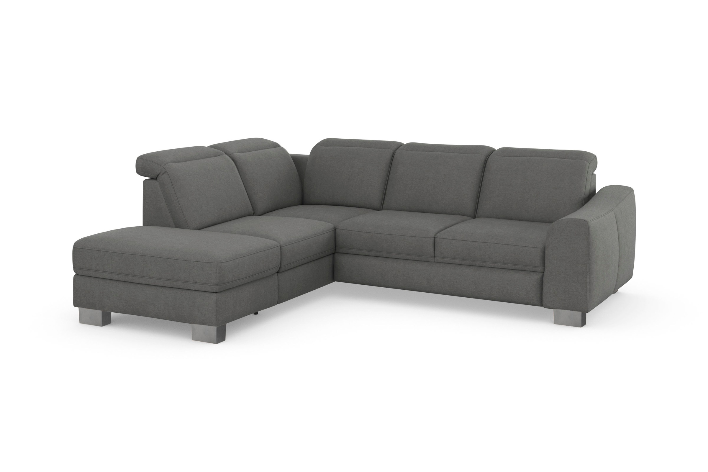 sit&more Ecksofa »Dundee L-Form«, mit Federkern und Edelstahlfüßen, wahlweise mit Kopfteilverstellung