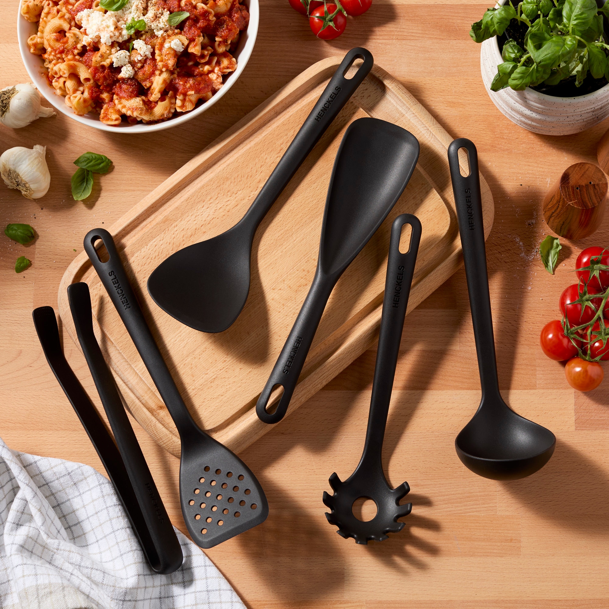 HENCKELS by ZWILLING Spaghettibesteck »Silicone Onyx« Aufhänge-Öse, Hitzebeständig, Spülmaschinengeeignet