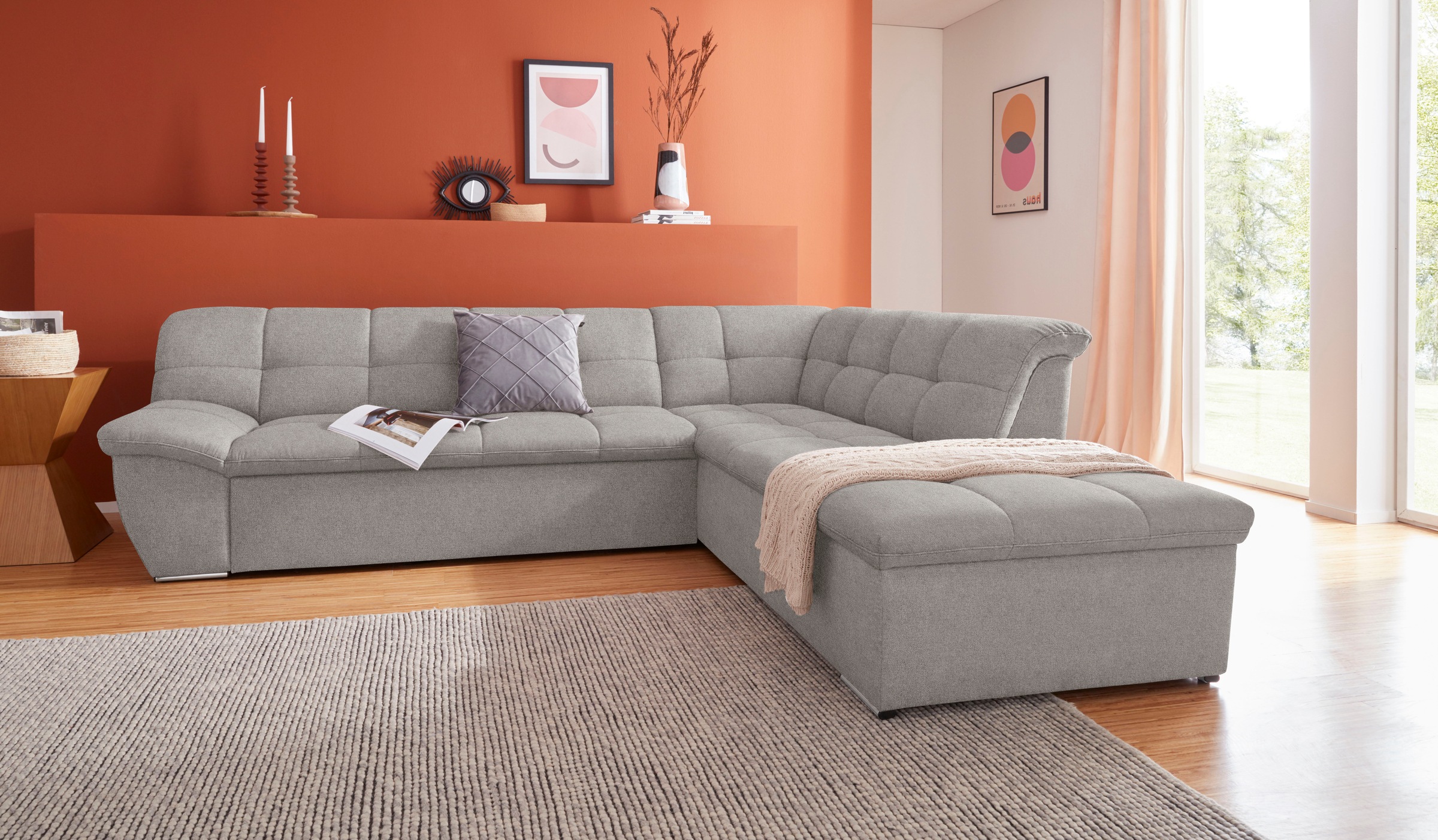 DOMO collection Ecksofa »Lagoa, moderne Sitzheftung, bequem und komfortabel günstig online kaufen