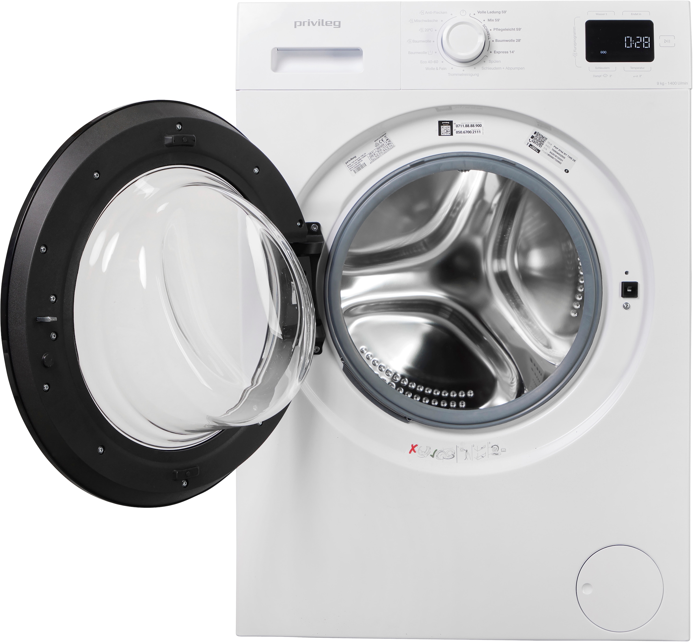 Privileg Waschmaschine MY TIME »PWF 974A MY TIME DE« 9 kg 1400 U/min Quick Cycles – 5 Programme in unter 1 Stunde