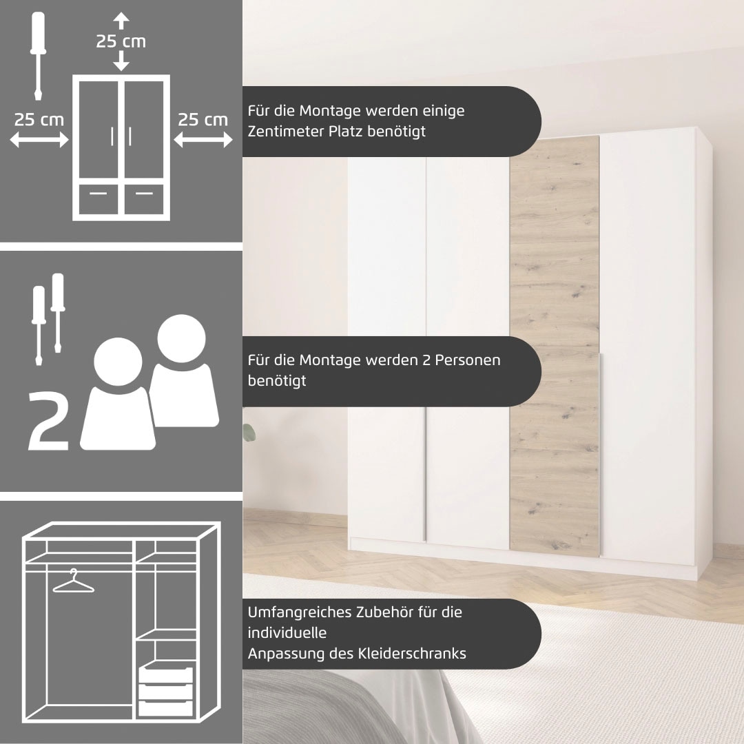 rauch Drehtürenschrank »Kleiderschrank Schrank Garderobe Wäscheschrank Schlafzimmer BELLEZZA« inkl. Schubkasteneinsatz, Wäscheeinteilung und weiterem Zubehör