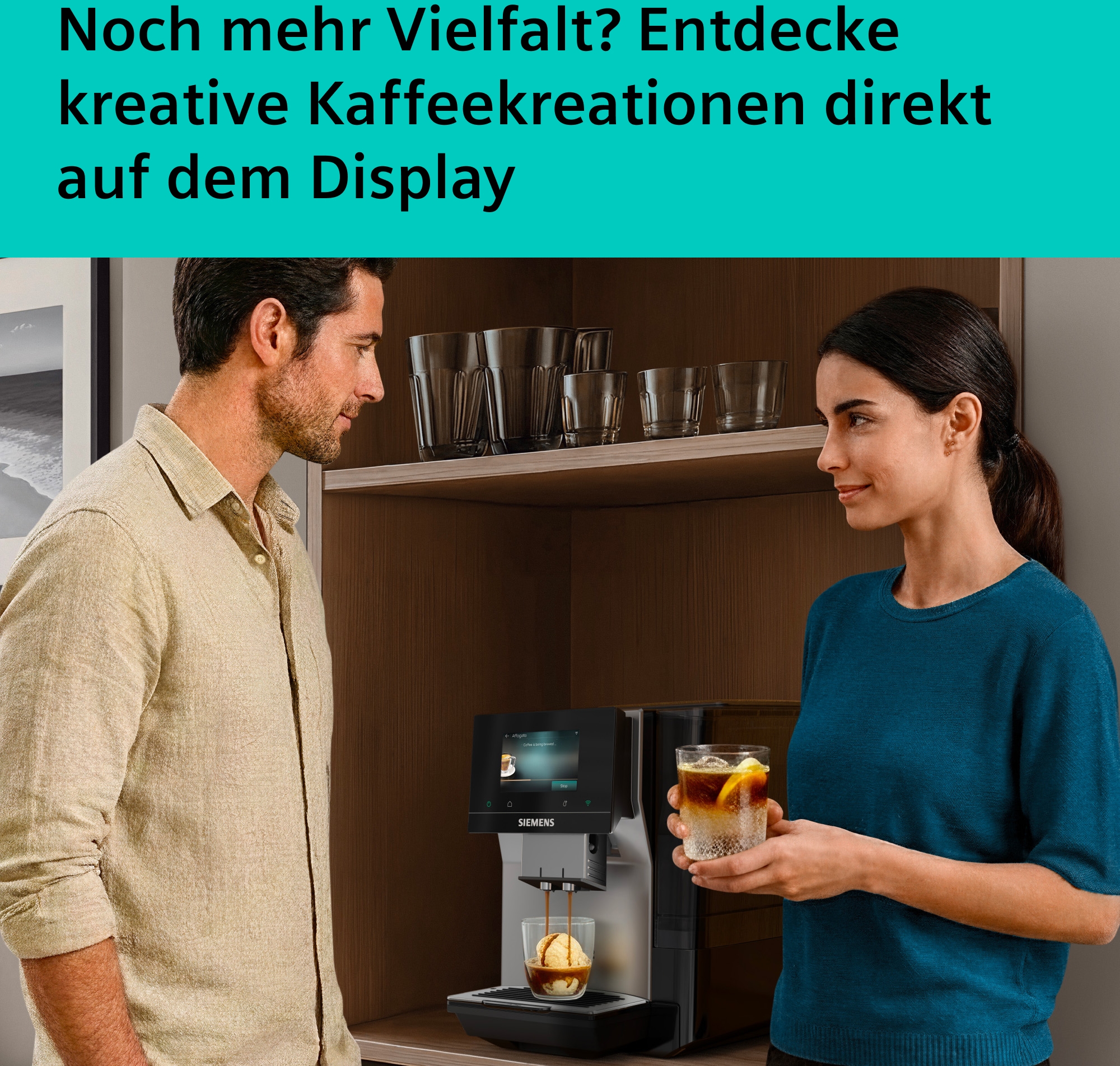 SIEMENS Kaffeevollautomat »EQ700 TP725ET7, inkl. Thermo-Kaffeebecher, XL-Getränke, 20 Favoriten« farbiges Full-Touch-Display, Doppeltassenfunktion, sehr leise, silber