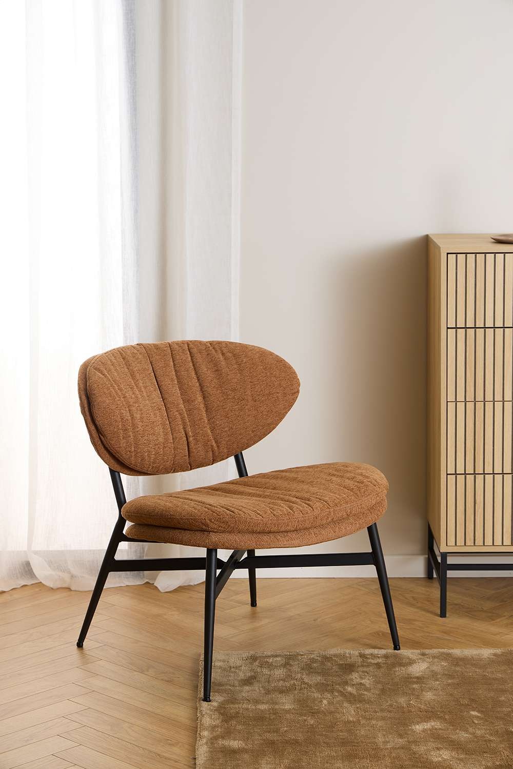 ACTONA GROUP Loungesessel »Burma«, Terracotta Stoff, schwarze Stahlbeine, S günstig online kaufen