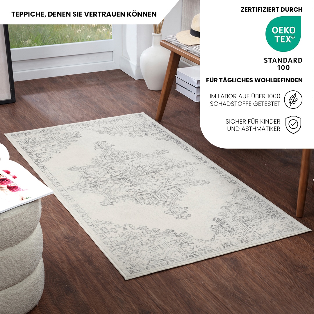 Livabliss Teppich »KOTA« rechteckig 9 mm Höhe Vintage Orientteppich, Kurzflor Boho Wohnzimmerteppich, Läufer