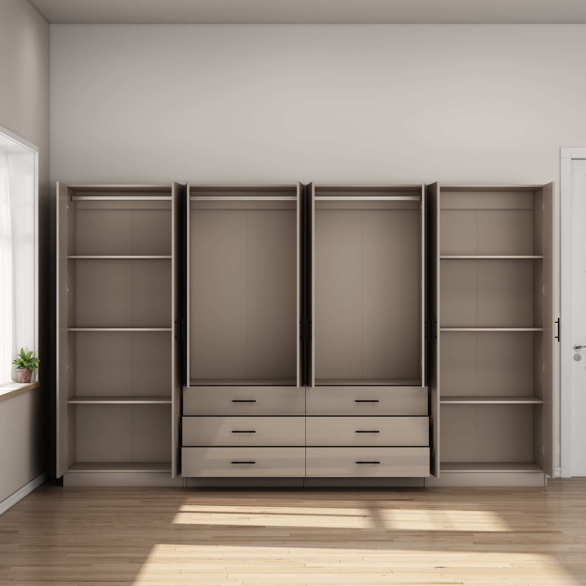 OTTO home Kleiderschrank »Trento Schlafzimmerschrank Garderobe hochglanz« Schrank mit 8 Türen und 6 Schubladen, hochglänzende Fronten