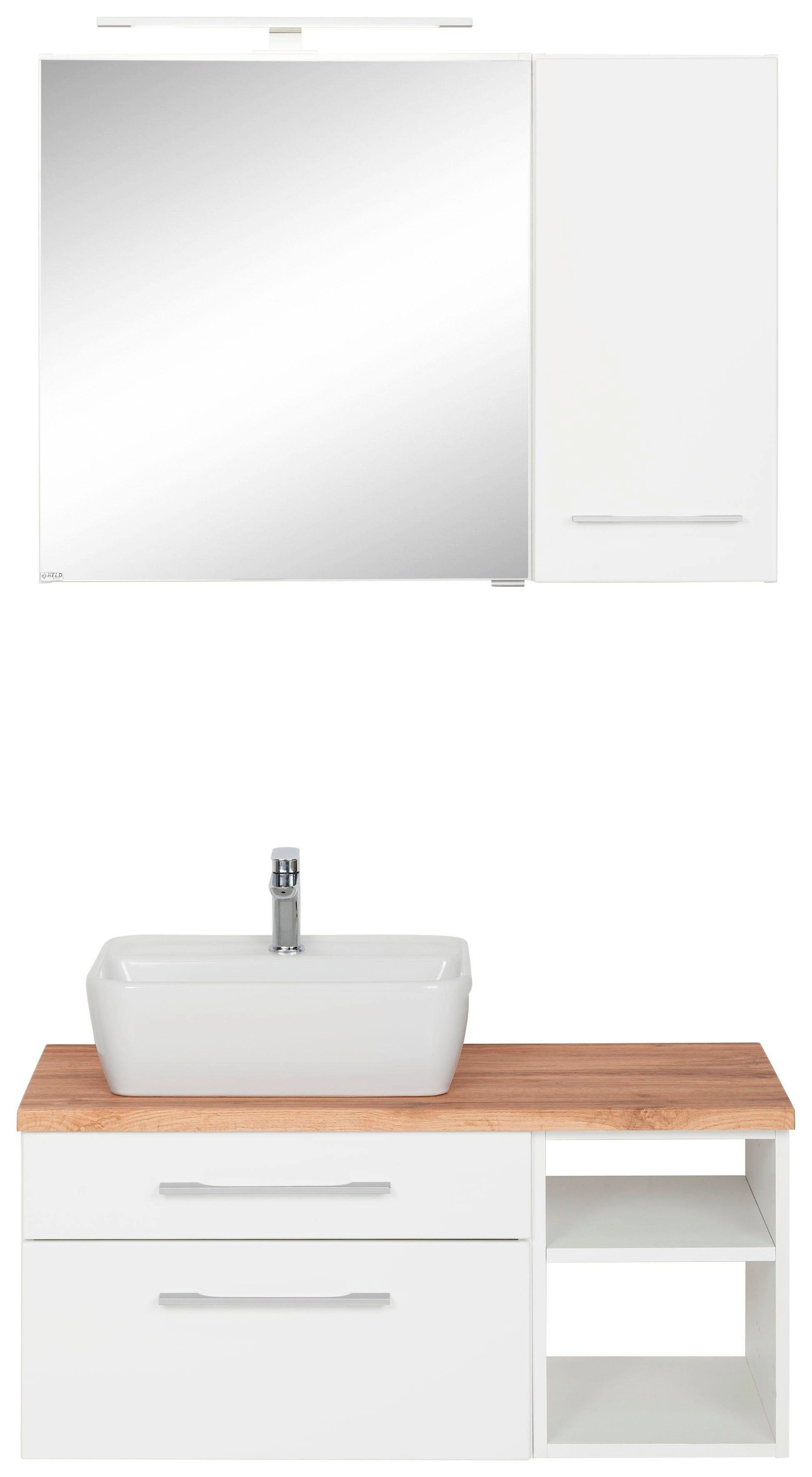 welltime Badmöbel-Set »Davos«, (3 St.), Spiegelschrank mit extra Regal günstig online kaufen