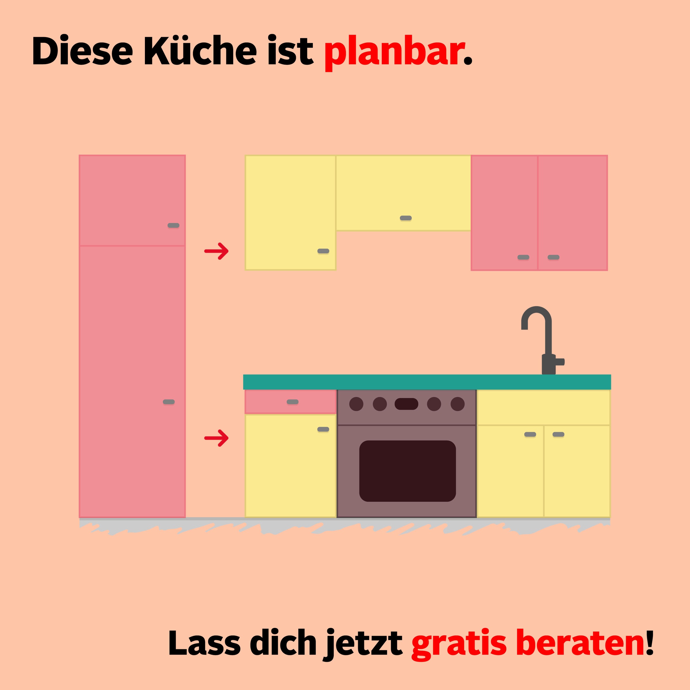 nobilia® Küchenzeile »"Structura II"« vormontiert, Ausrichtung wählbar, Breite 210 cm, wahlw. mit E-Geräten