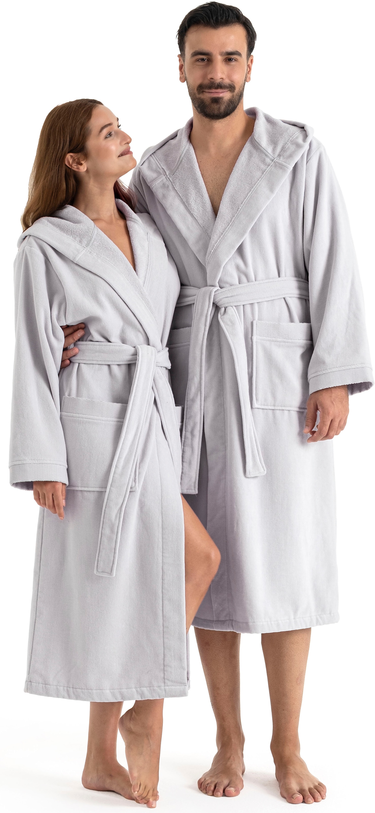 OTTO home Unisex-Bademantel »Fenya, 330 g/m², Premium, Hotelbademantel, Morgenmantel,  Sauna & Spa« 1 Stk. Reißverschlusstaschen, weich mit GRATIS-Zugabe: 1x Duschtuch 70x140 cm