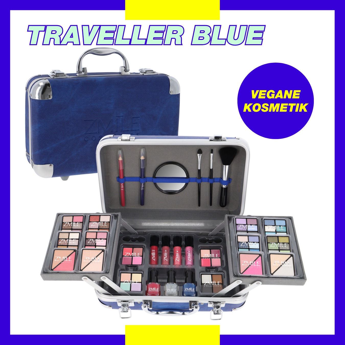 ZMILE COSMETICS Kosmetik-Koffer »'Traveller' blue«, (87 tlg.), mit veganer günstig online kaufen