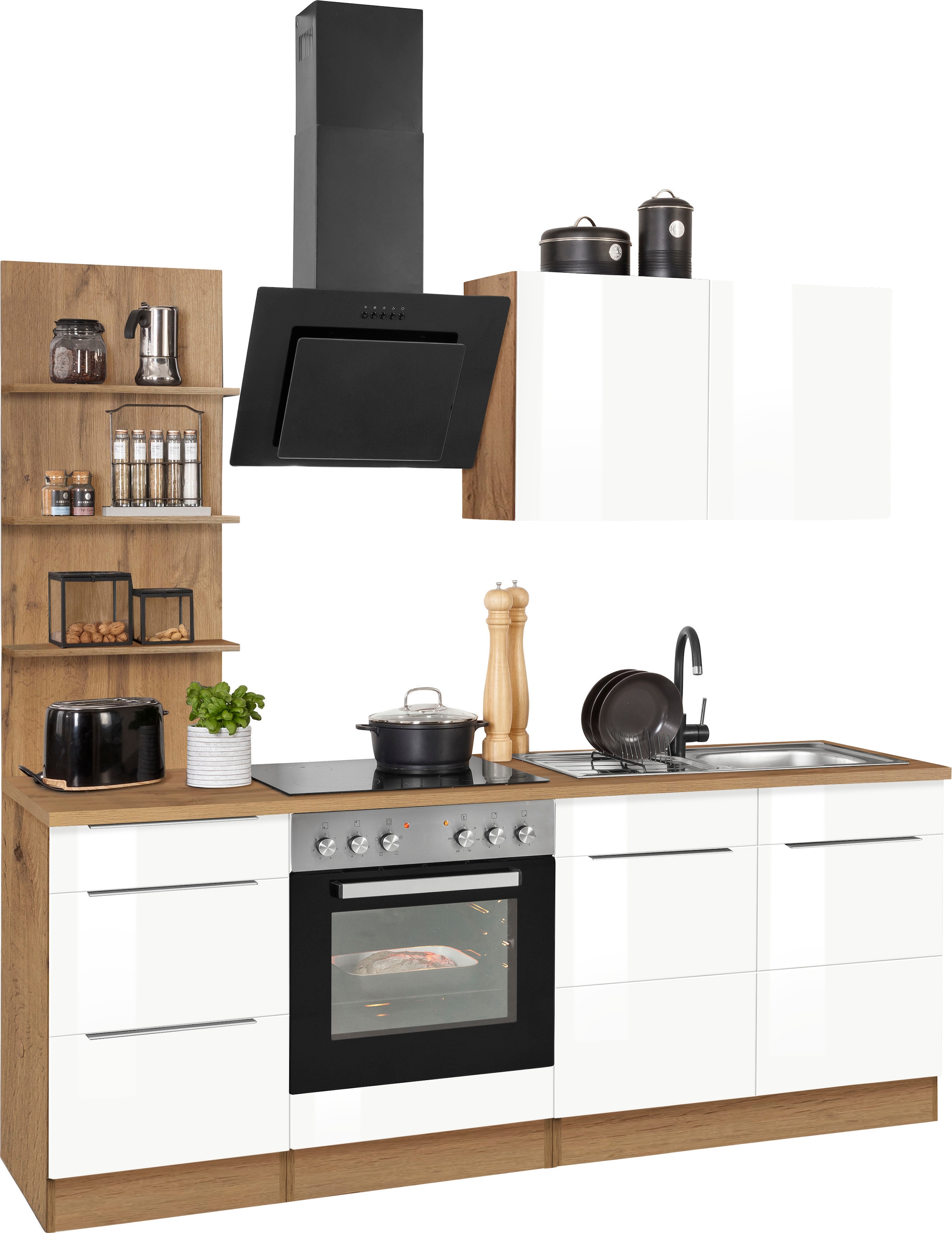 HELD MÖBEL Küchenzeile »Brindisi«, mit kaufen Rechnung Breite auf E-Geräten, 210 cm