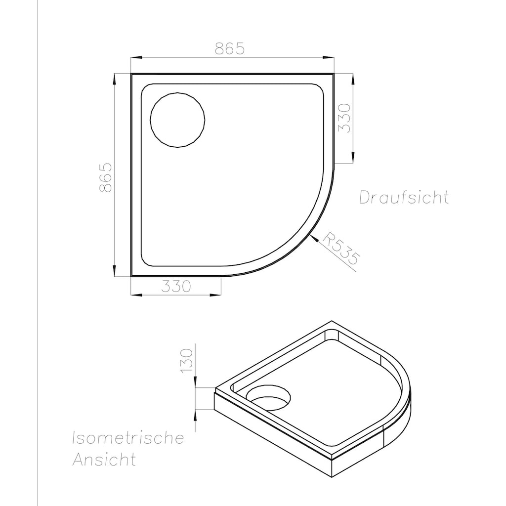 OTTOFOND Duschwanne »Set Viertelkreis Duschwanne«, (3 St.)