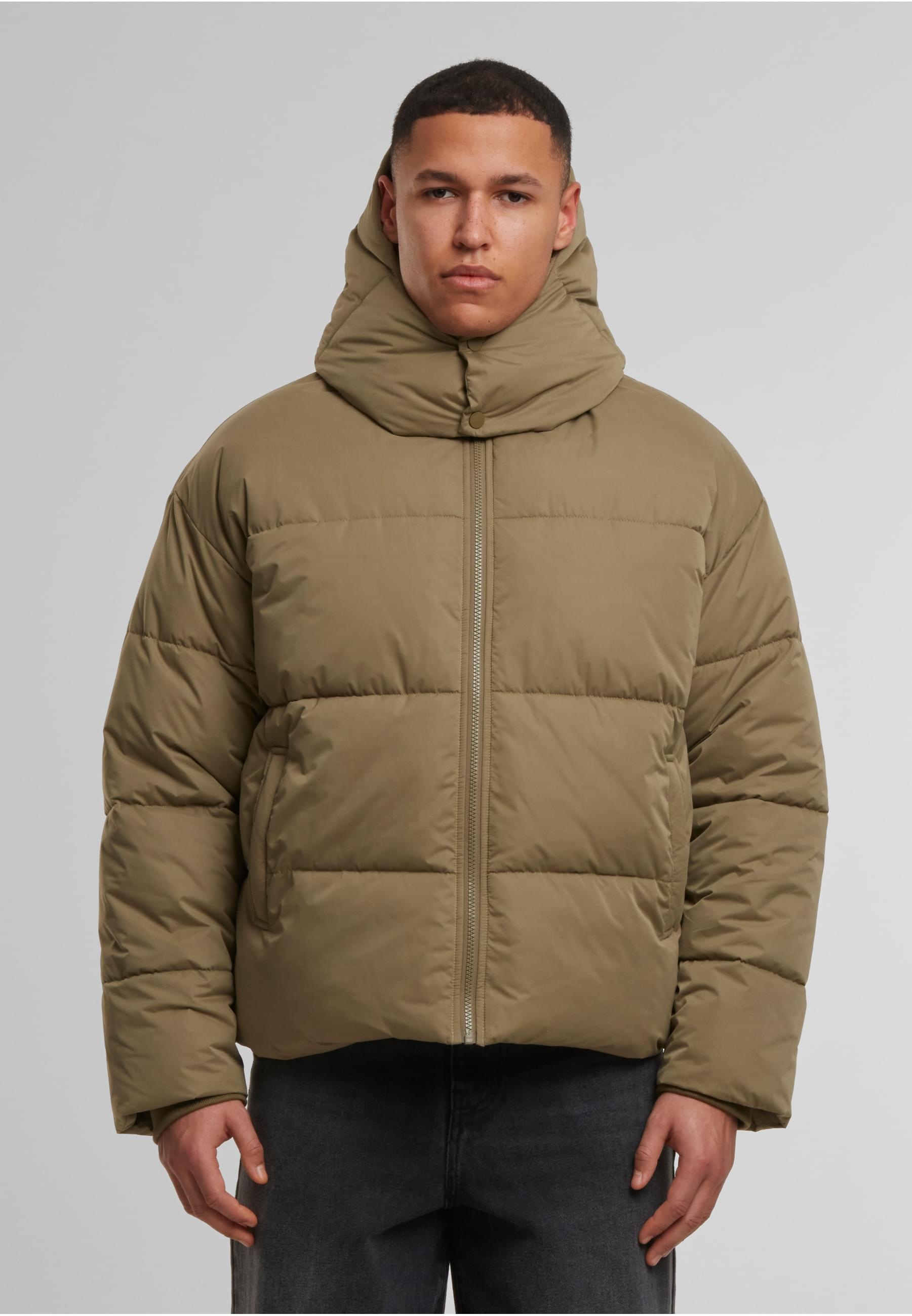 URBAN CLASSICS Winterjacke »Urban Classics Puffer Jacket With Flap Hood« 1 Stk. tlg. mit Kapuze