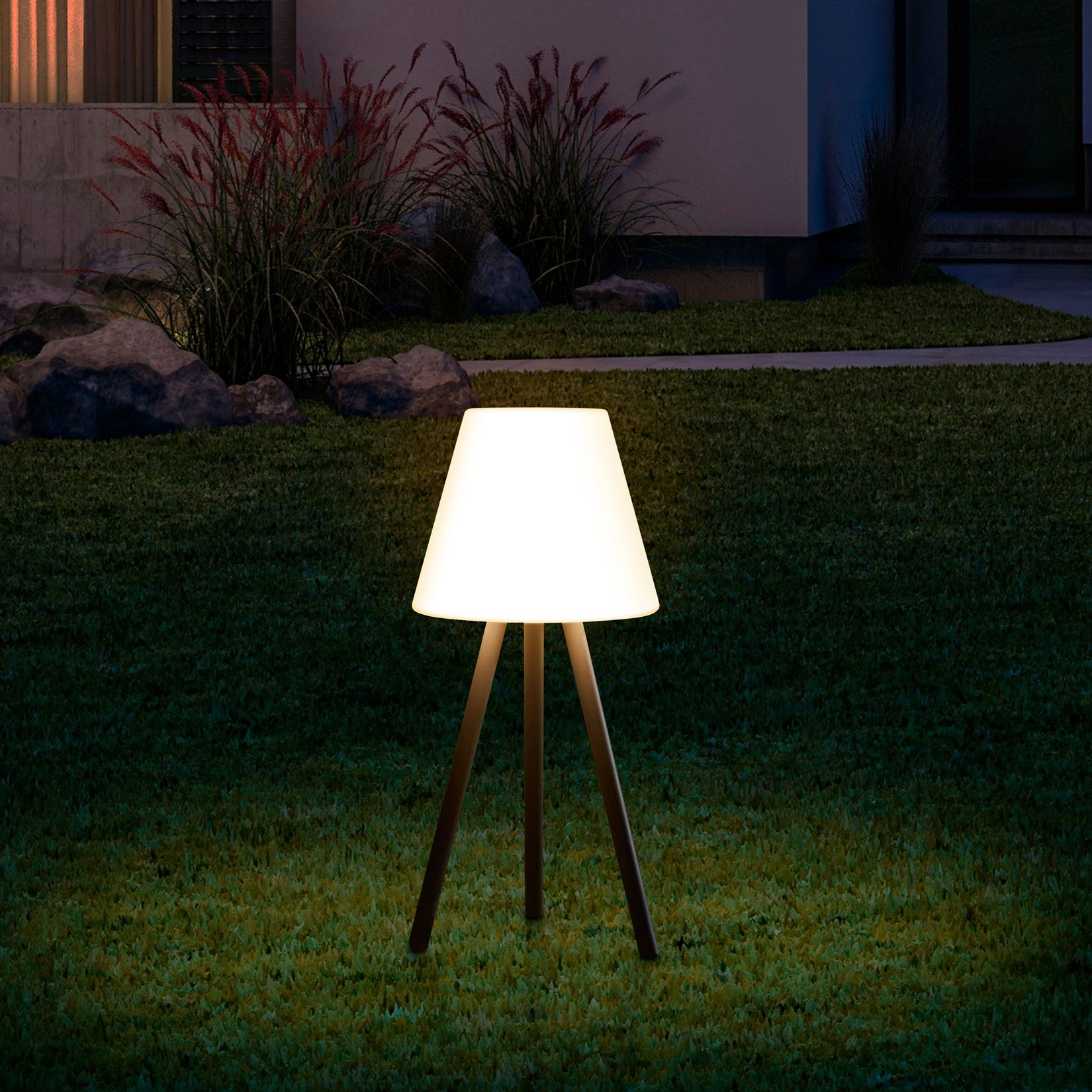 Paco Home Tischleuchte »ROBIN«, Dreibein Outdoor Balkon Für Außen LED Lampe Retro Skandi