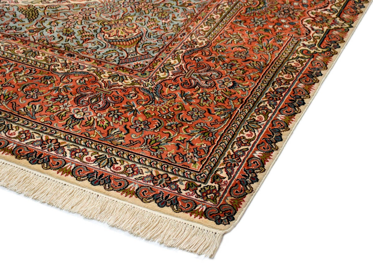 Kayoom Seidenteppich »Kashan 12287«, rechteckig, 10 mm Höhe, Einzelstück mit Zertifikat, Wohnzimmer