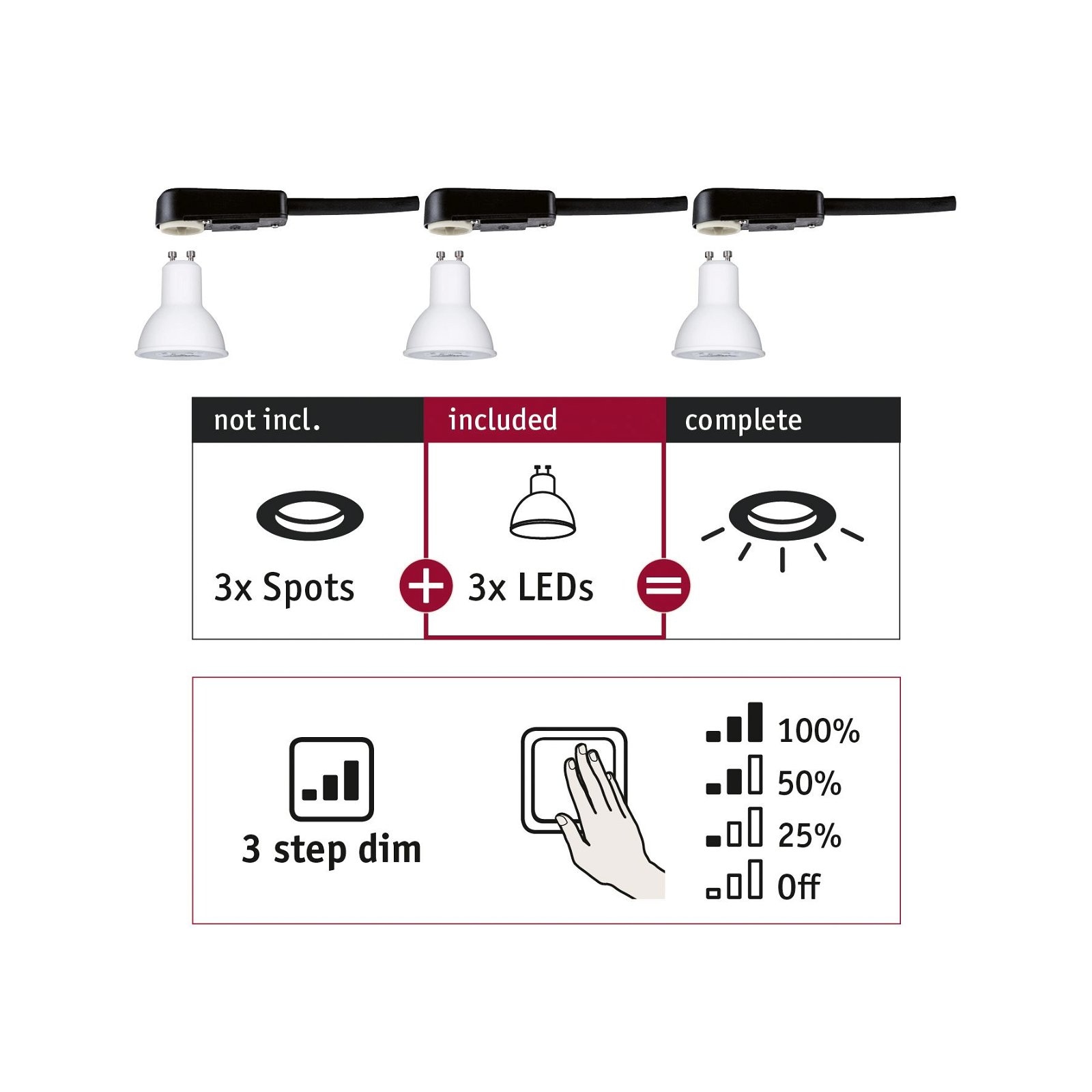 Paulmann LED-Leuchtmittel »Choose 3er Set 3x6W 460lm 2700K 51mm«, 3 St., Warmweiß