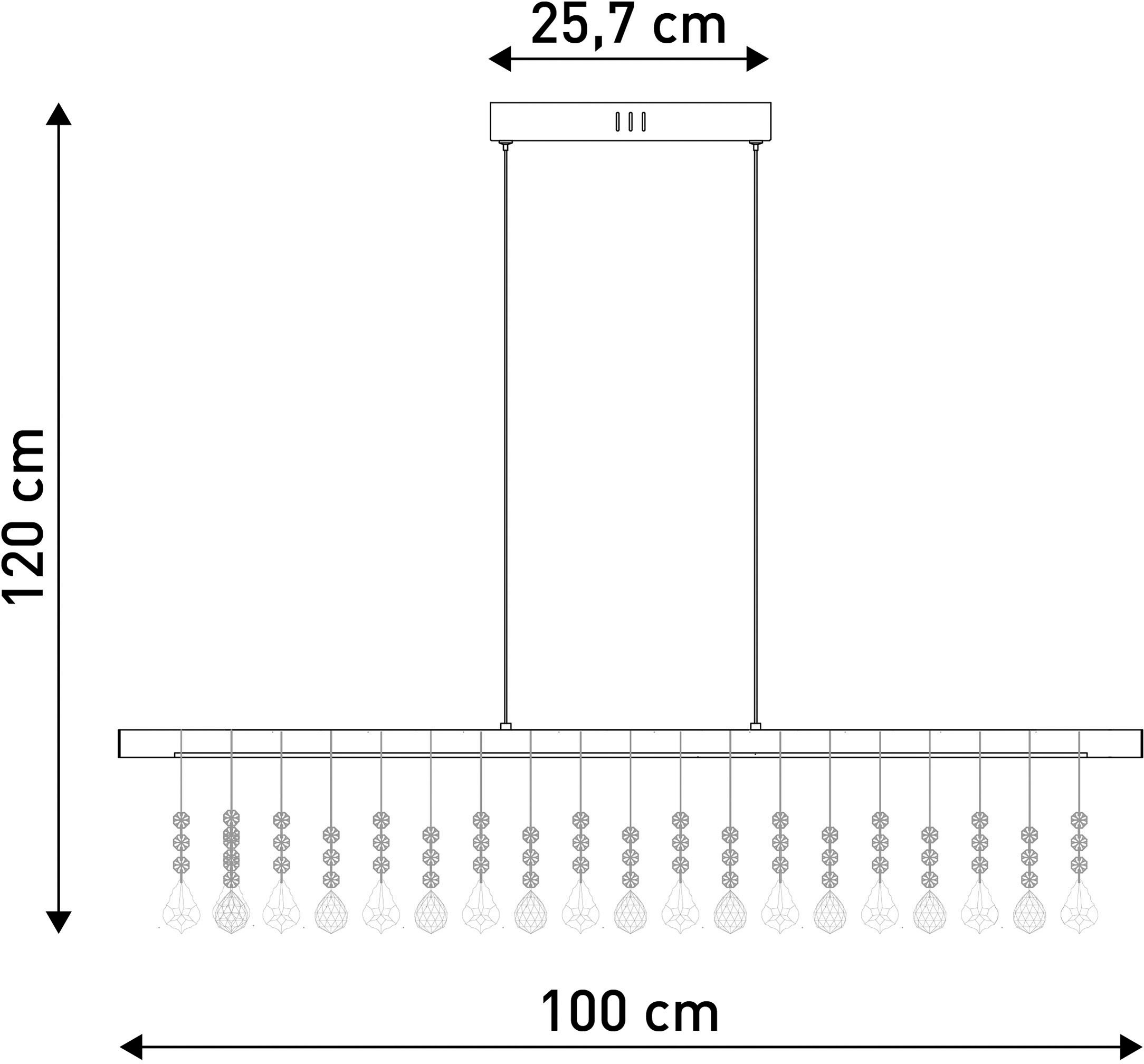 näve LED Pendelleuchte »Nobilis«, 1 flammig, Leuchtmittel LED-Modul | LED fest integriert, Hängeleuchte, dimmbar, warmweiß, L: 100cm, grau