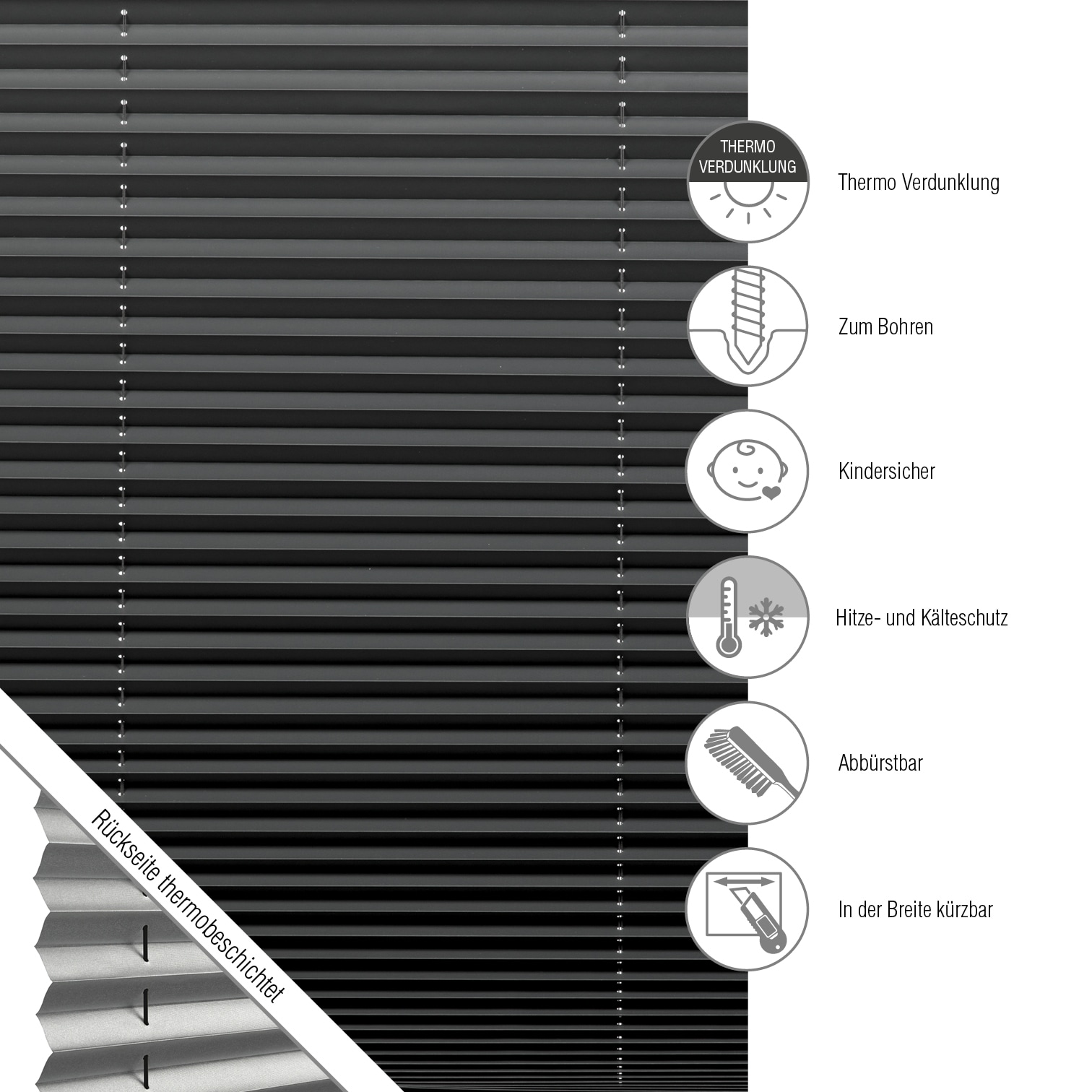 GARDINIA Plissee »Concept Thermo«, abdunkelnd, energiesparend, mit Bohren, verspannt, verschraubt, Innovative Träger- und Montagetechnik