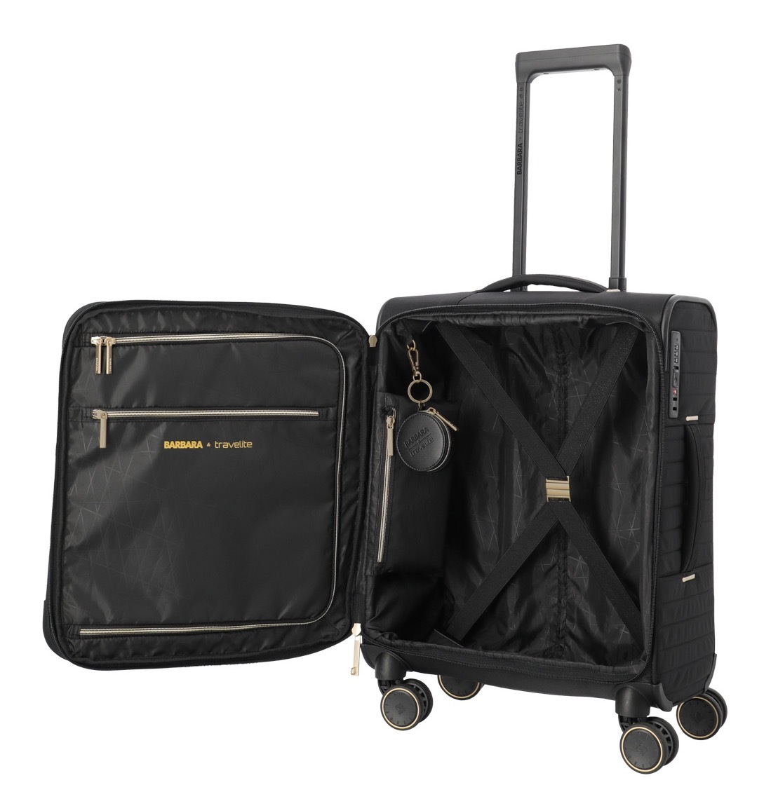 travelite Weichgepäck-Trolley »BARBARA & travelite | BARBARA STEPP, verschiedene Größen und Farben« 40 l 4 Rollen Weichgepäck-Koffer Schlüsselanhänger Volumenerweiterung bei S/M