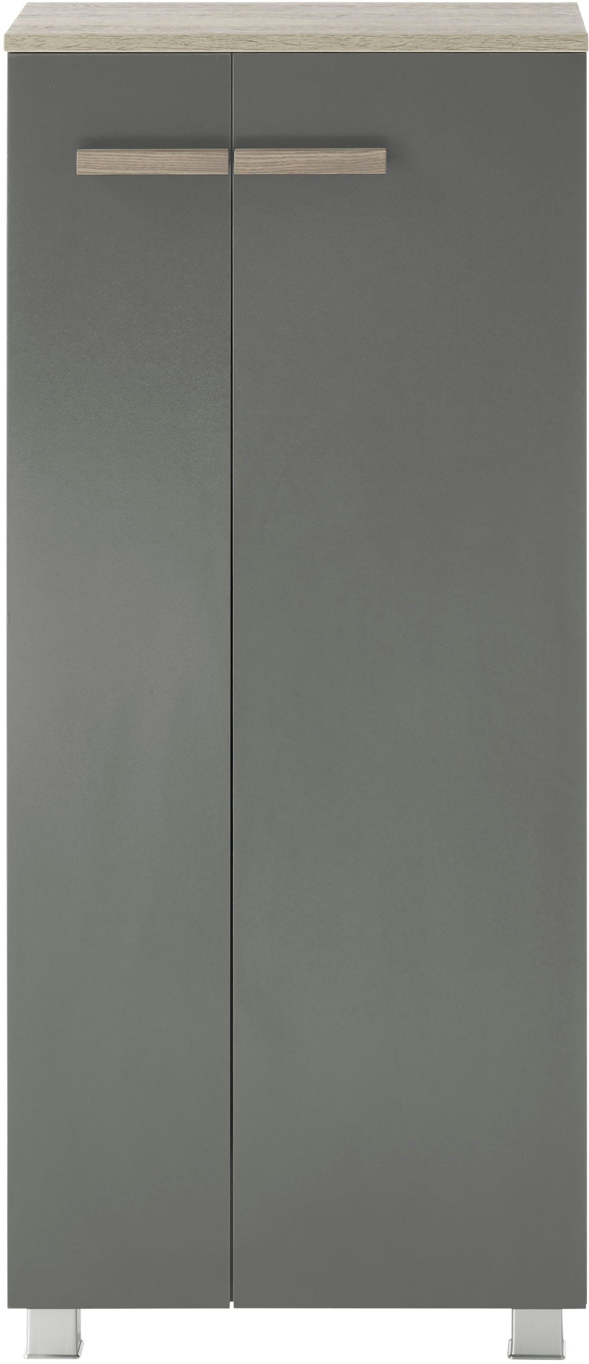 PLACES OF STYLE Midischrank »SOLiD, Badschrank im modernen Design, Schrank mit Holzgriffen« in zwei Farben verfügbar, mit Stauraum, stehend o. hängend montierbar