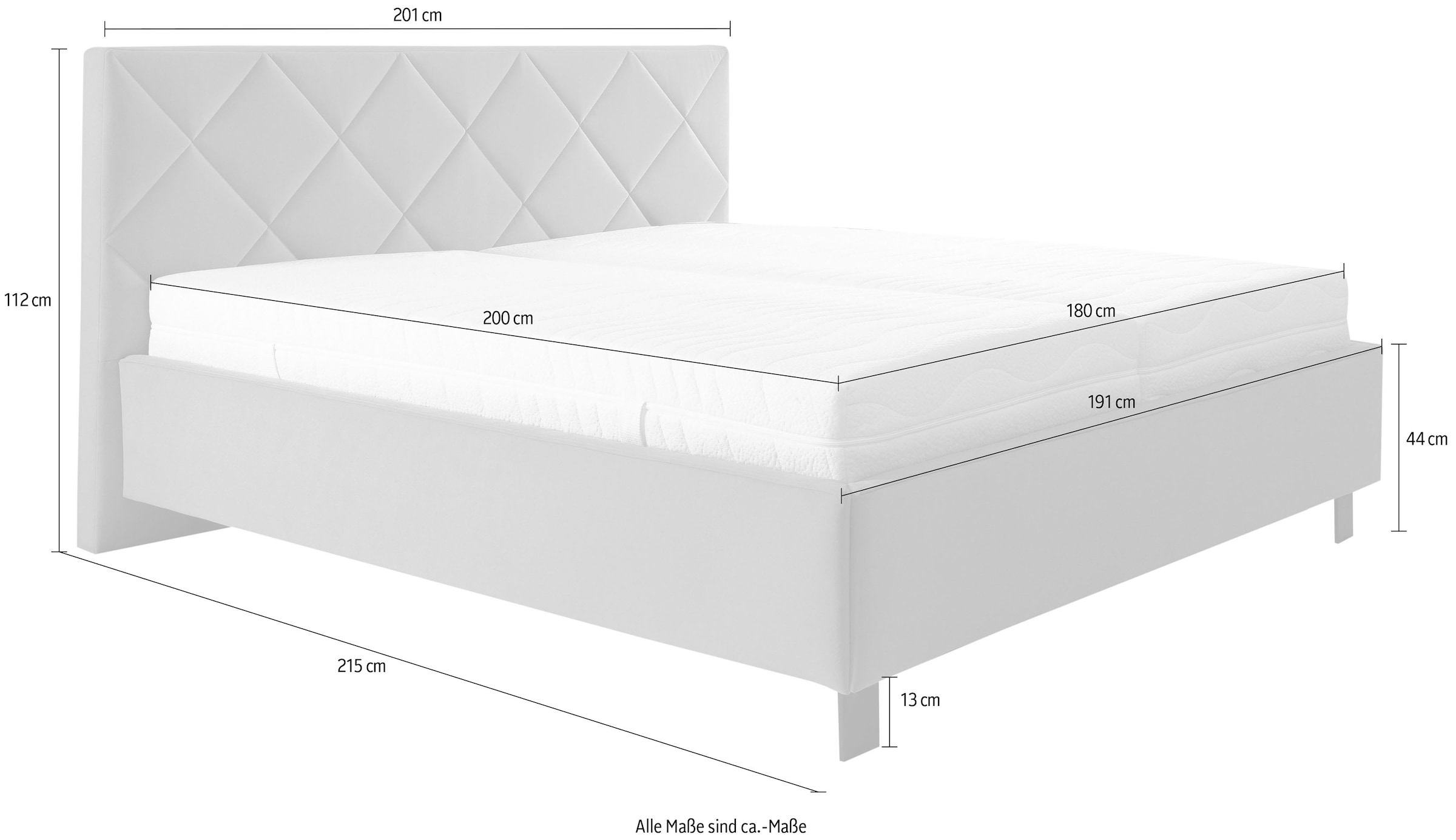 alina Polsterbett »Nicuro« 180x200cm, mit verschiedenen Matratzen und Lattenrosten