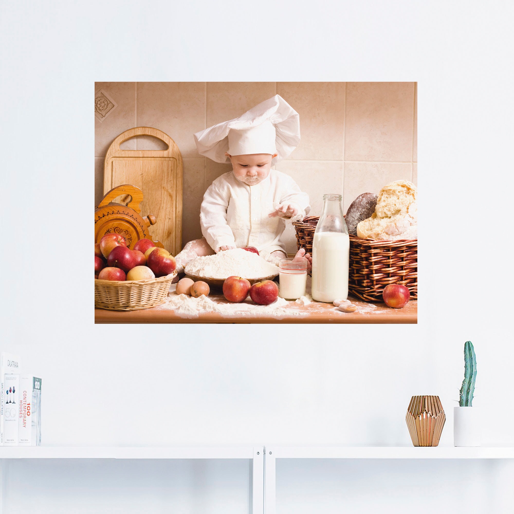 Artland Wandbild »Küche Junge Kind Backen«, Bilder von Kindern, (1 St.), als Alubild, Outdoorbild, Leinwandbild, Poster, Wandaufkleber
