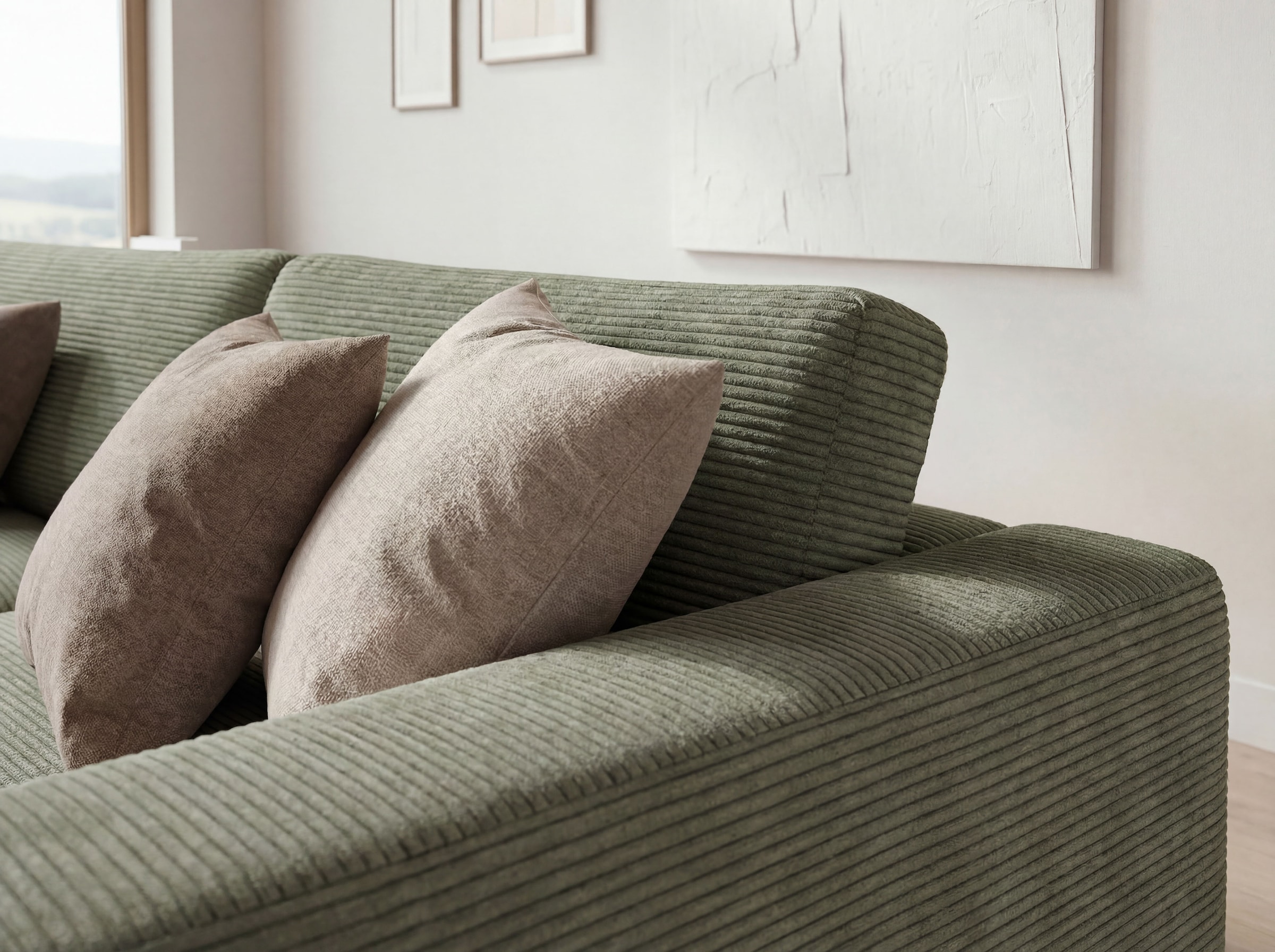 Musterring Ecksofa »MR LUCIA, Charakterstarker Lounge-Komfort von Musterring« XXL-Longchair, erstklassige Kammerkissen & zeitloser Look