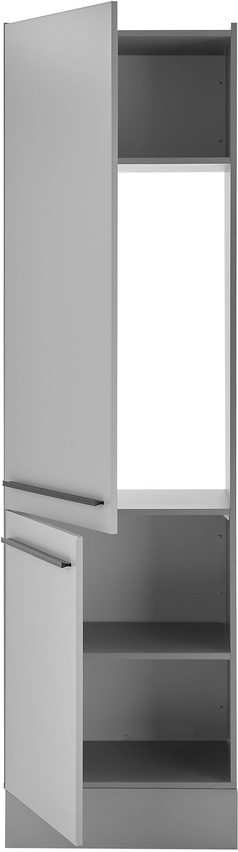 BASIC by Balculina Kühlumbauschrank »Denver, Küchenschrank BxHxT 60 x 211 x 57«, (1 St.), Breite 60cm, in grau matt/lancelot eiche