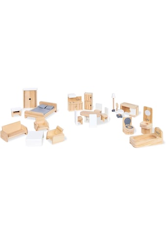 Pinolino® Puppenhausmöbel »Puppenhauseinrichtung aus Holz«, (Set, 20 tlg.), aus Holz kaufen