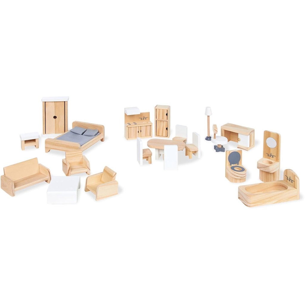 Pinolino® Puppenhausmöbel »Puppenhauseinrichtung aus Holz«, (Set, 20 tlg.)