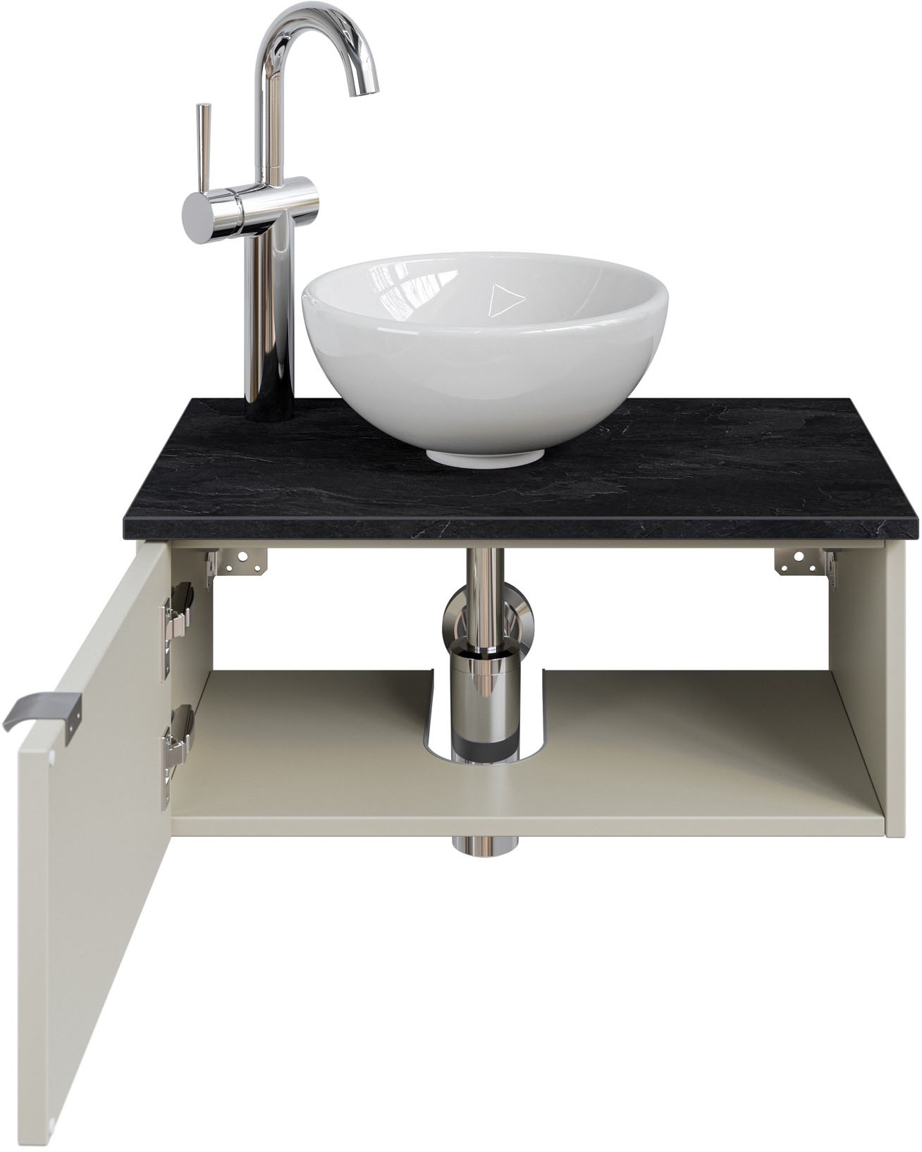 Saphir Waschtisch »Serie 6915 Waschschale mit Unterschrank für Gästebad, Gäste WC«, 61 cm mit Keramik-Aufsatzbecken, 1 Tür und 1 Fach