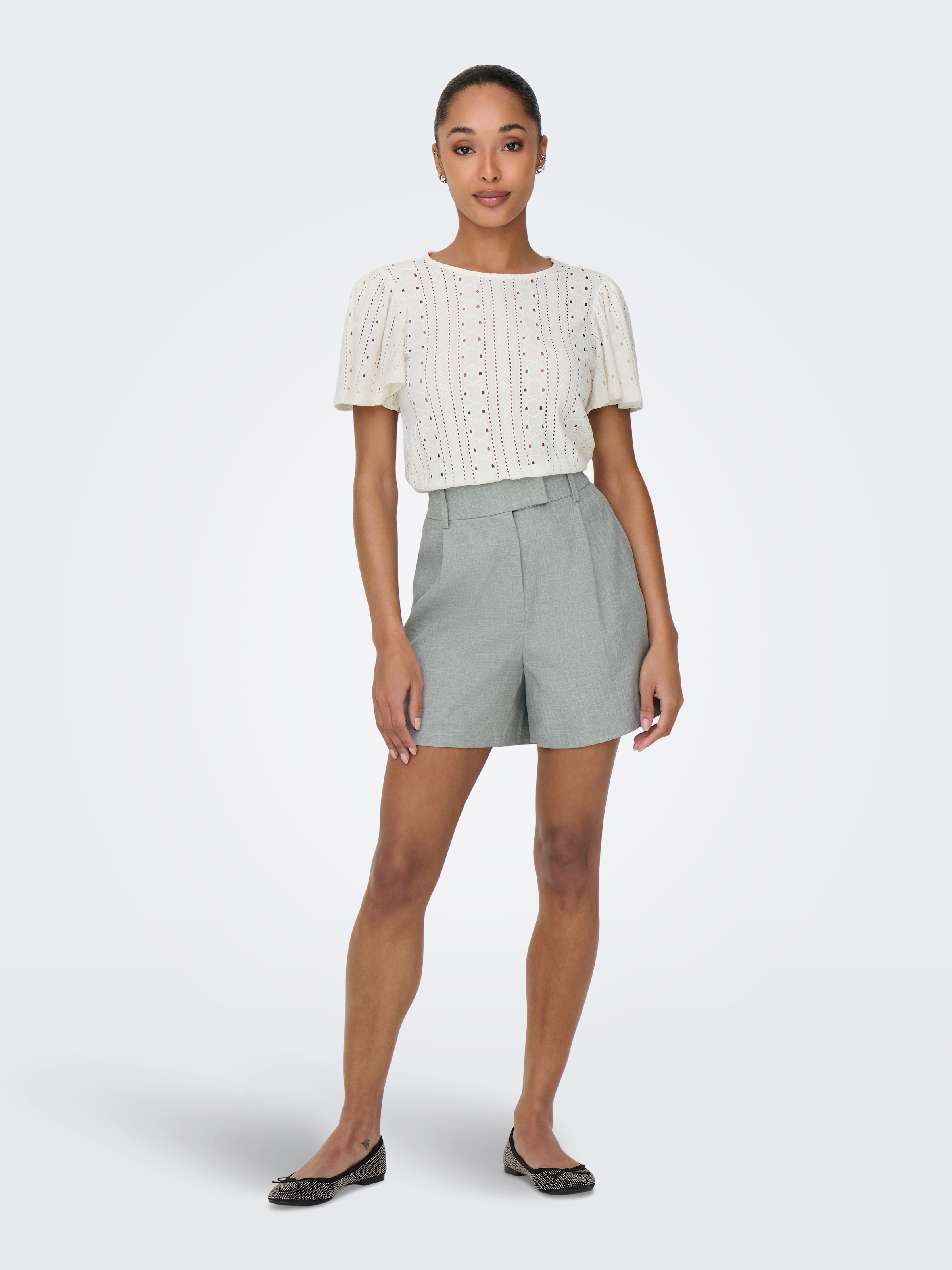 ONLY Kurzarmshirt »ONLRIVERSIDE – Shirt mit voluminösem Armschnitt für Alltag« regular fit, modisch, Jersey, Materialmix, Rundhals