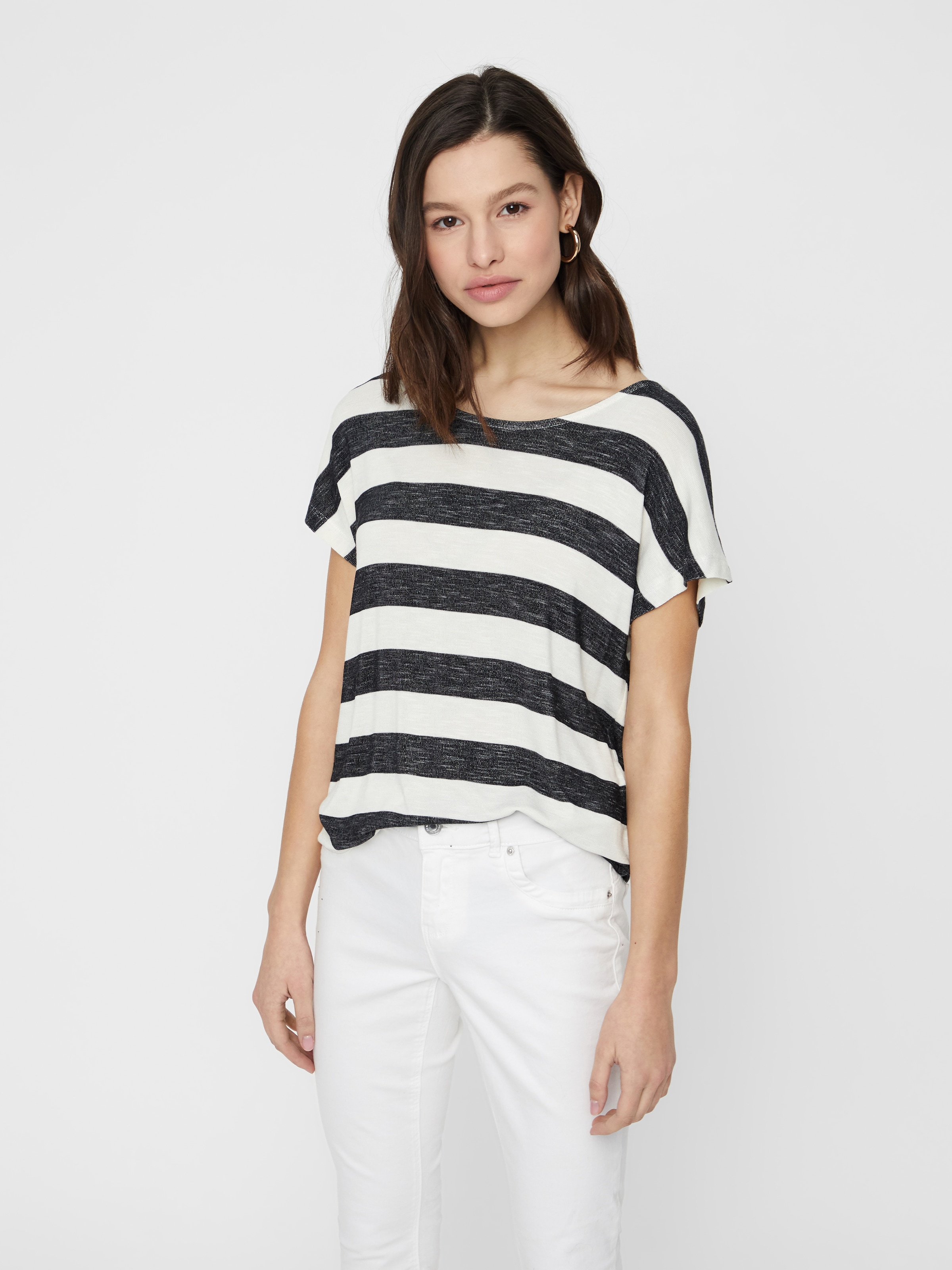Vero Moda Kurzarmshirt »VMWIDE STRIPE SL TOP GA JRS NOOS« Viskosemischung