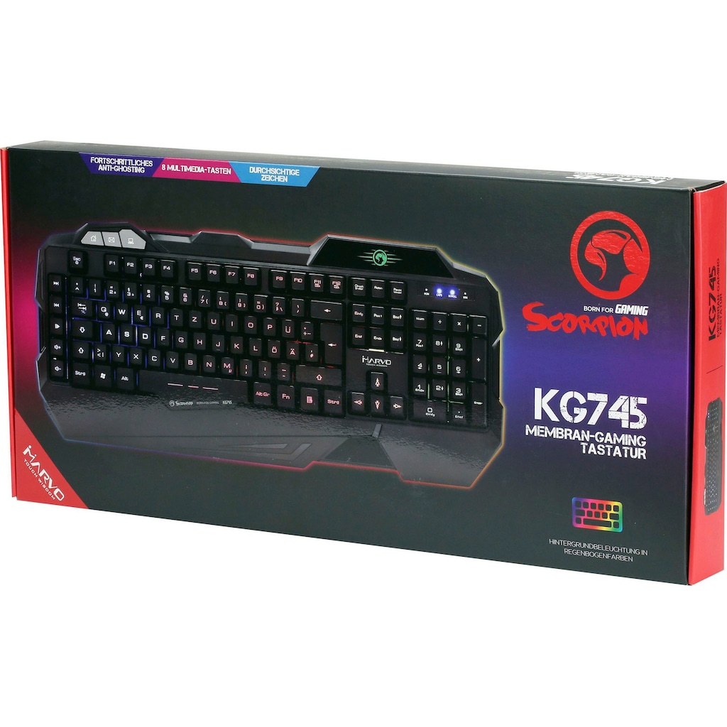 MARVO Gaming-Tastatur »Scorpion KG745«, (Multimedia-Tasten-Handgelenkauflage)