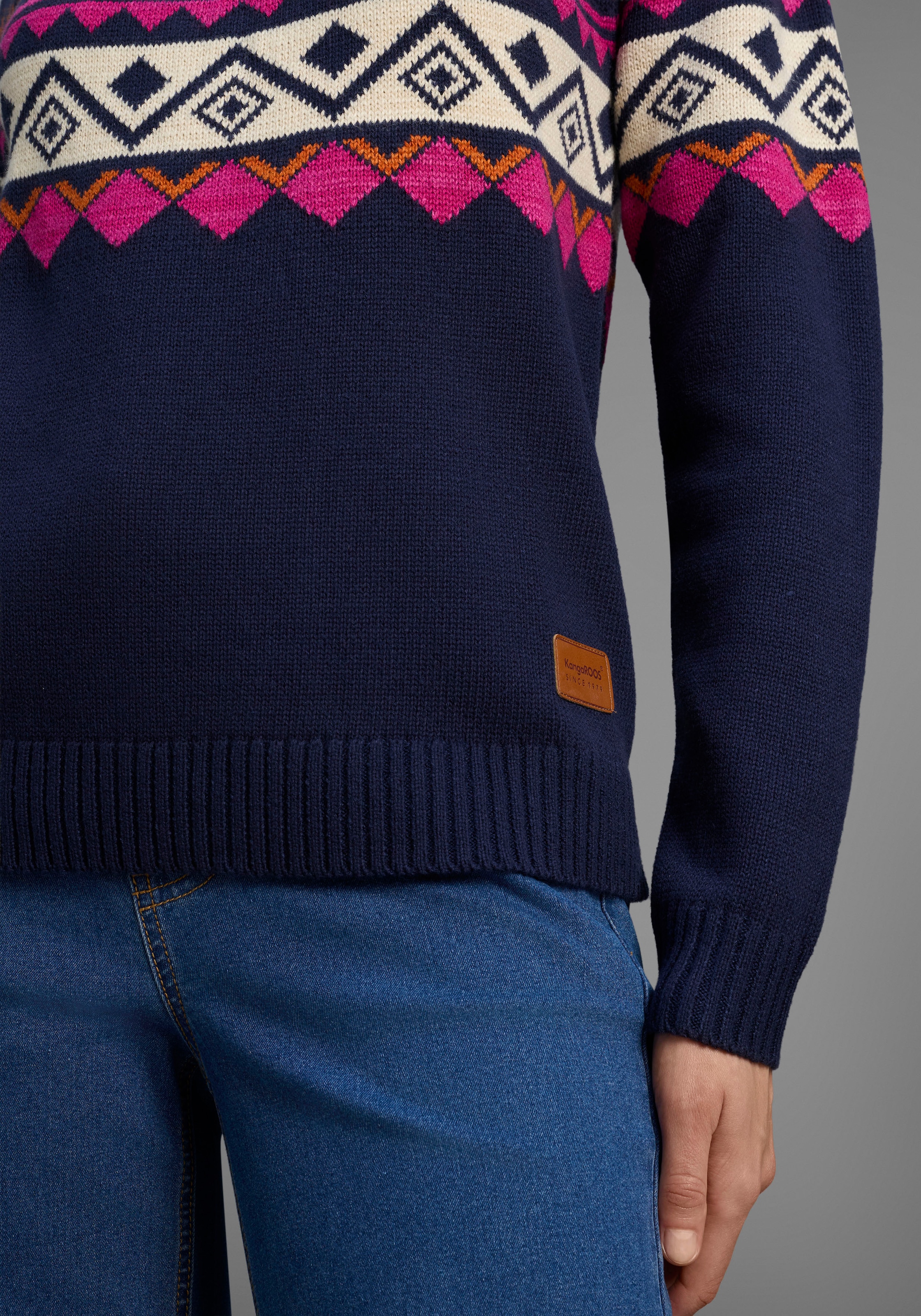 KangaROOS Norwegerpullover, mit schönem Muster und hohem Rippkragen
