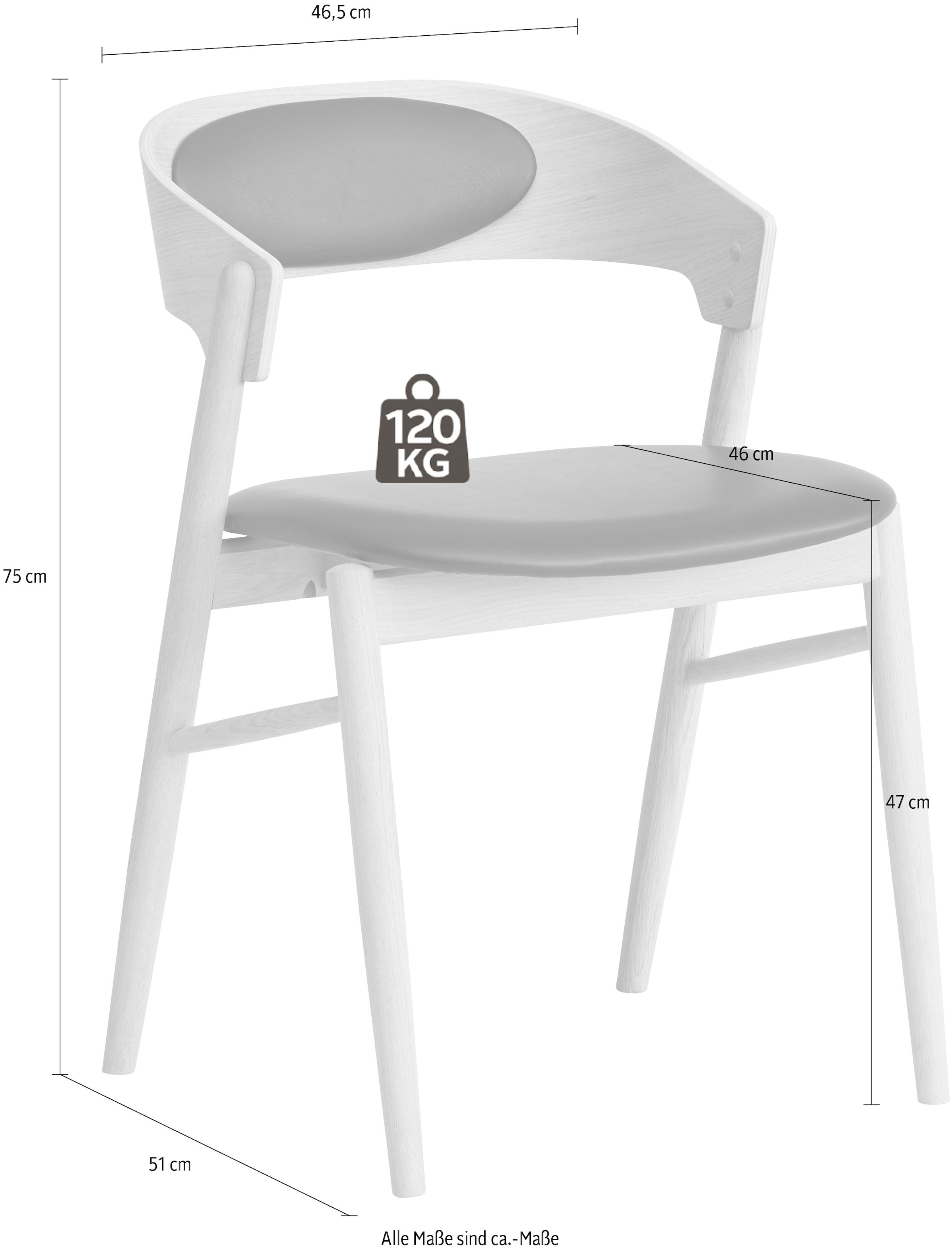 Hammel Furniture Holzstuhl »Findahl by Hammel Springer«, (Set), 2 St., Massivholz, mit Sitz und Rückenpolster aus Leder