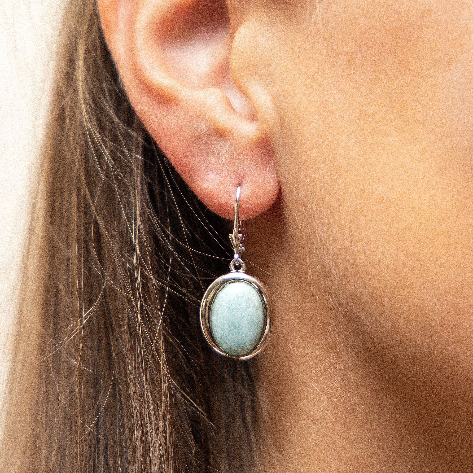 Zeeme Paar Ohrhänger »Silber 925 rhodiniert mit echtem Larimar 14x10mm«