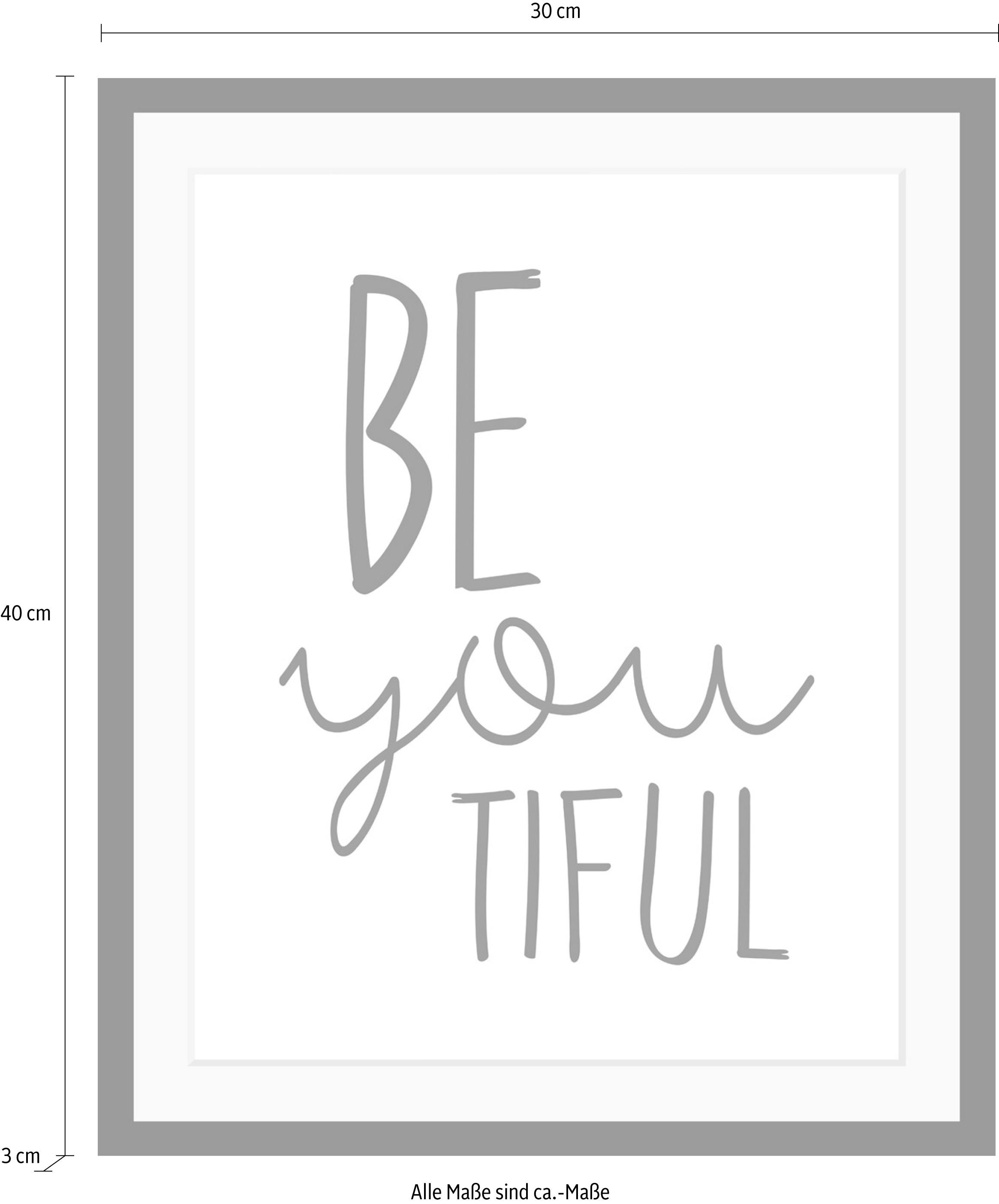 queence Bild »Spruch« Motivationsbilder | Schriftzug | Schwarz-Weiß | Smileys HD Premium Poster-Druck inkl. Holzrahmen