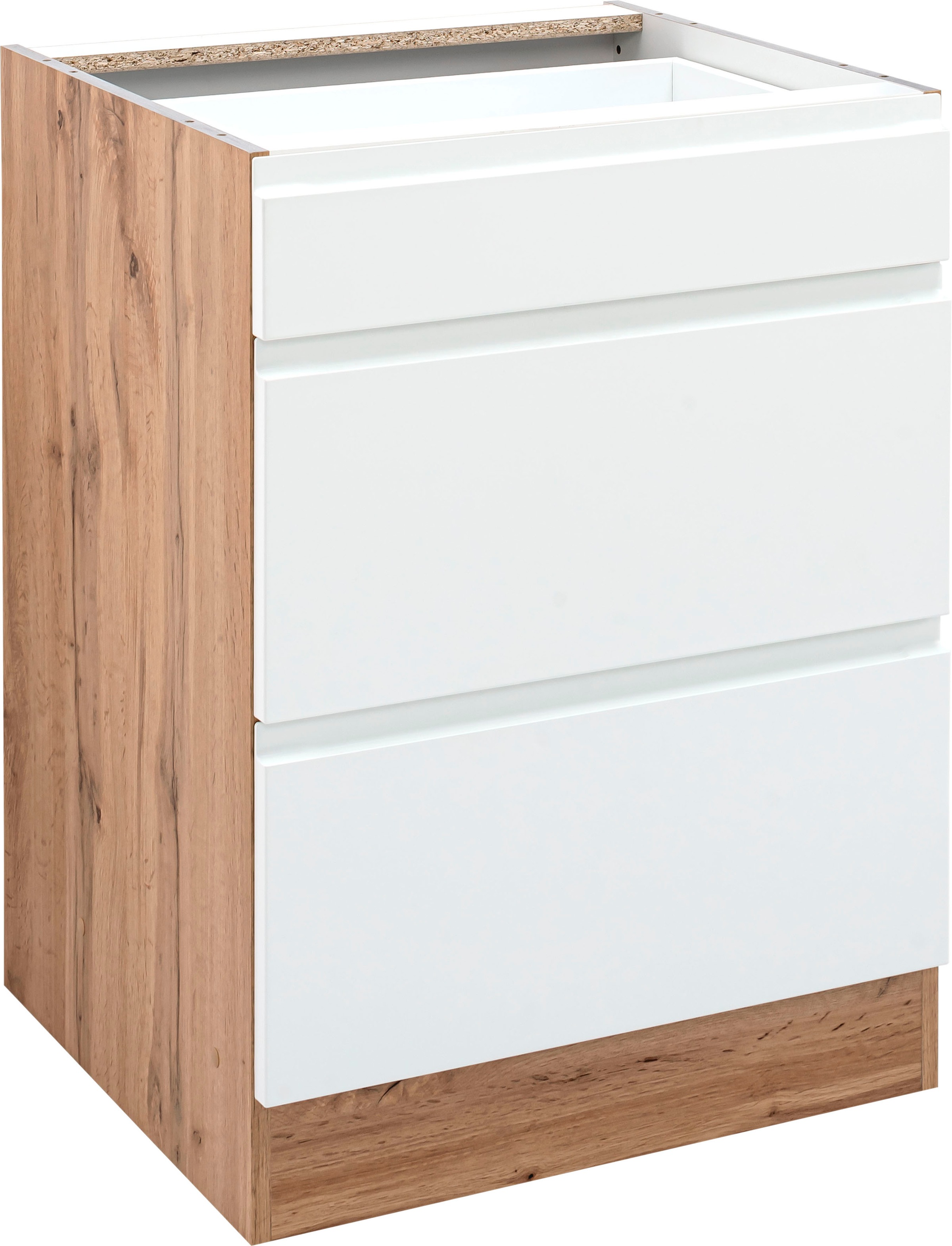 KOCHSTATION Unterschrank »KS-Bruneck« >>Bruneck<< 60 cm breit, für viel Stauraum, hochwertige MDF-Fronten