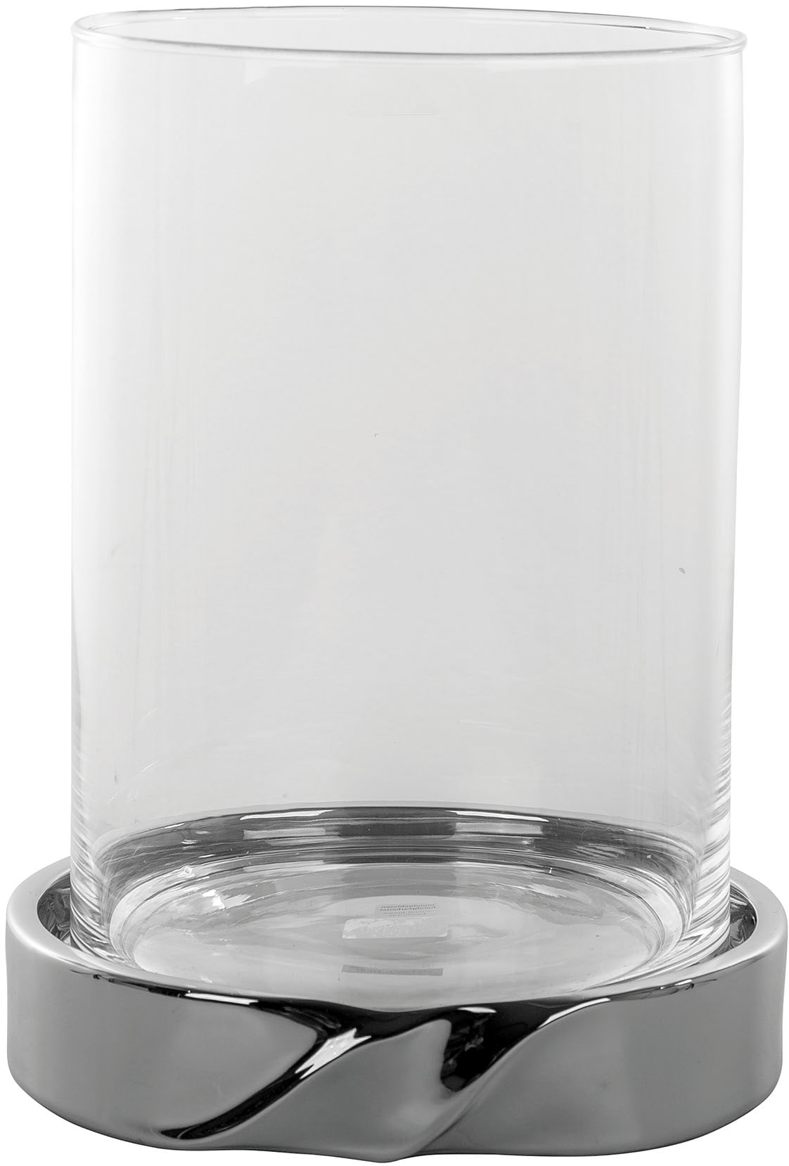 Fink Windlicht »LE DECOR«, (1 St.), Kerzenhalter mit Glaszylinder, aus Keramik, silberfarben