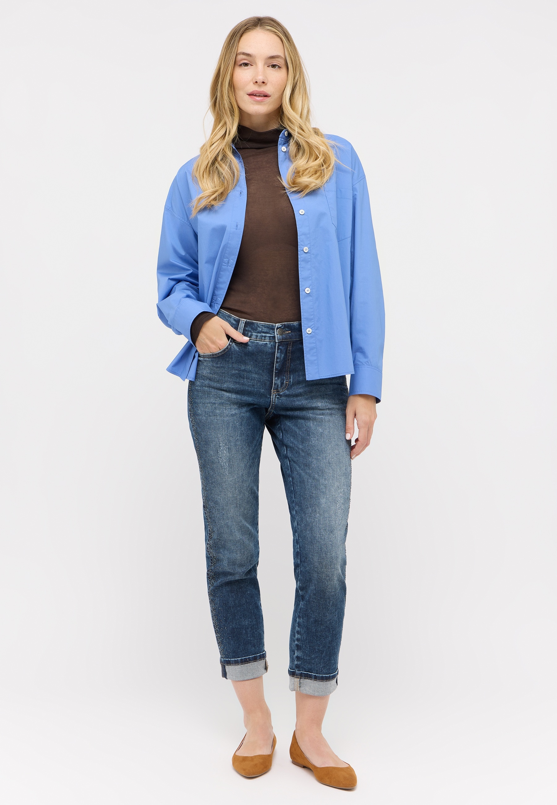 ANGELS 7/8-Jeans »DARLEEN SPARKLE« mit Umschlagsaum, STRAIGHT, Stretch-Denim