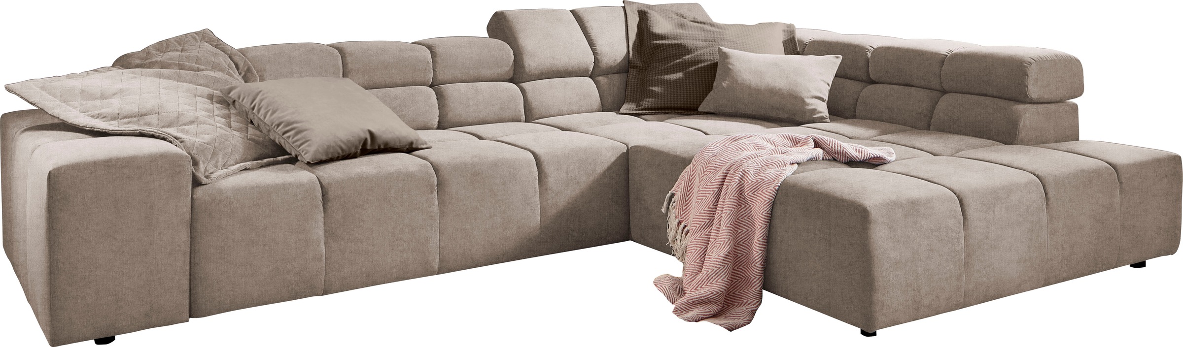 INOSIGN Ecksofa »Ancona incl. Kopfteilverstellung, Breite 319cm, L-Form«, wahlweise motorische Sitztiefenverstellung, auch in Cord + Easy Care
