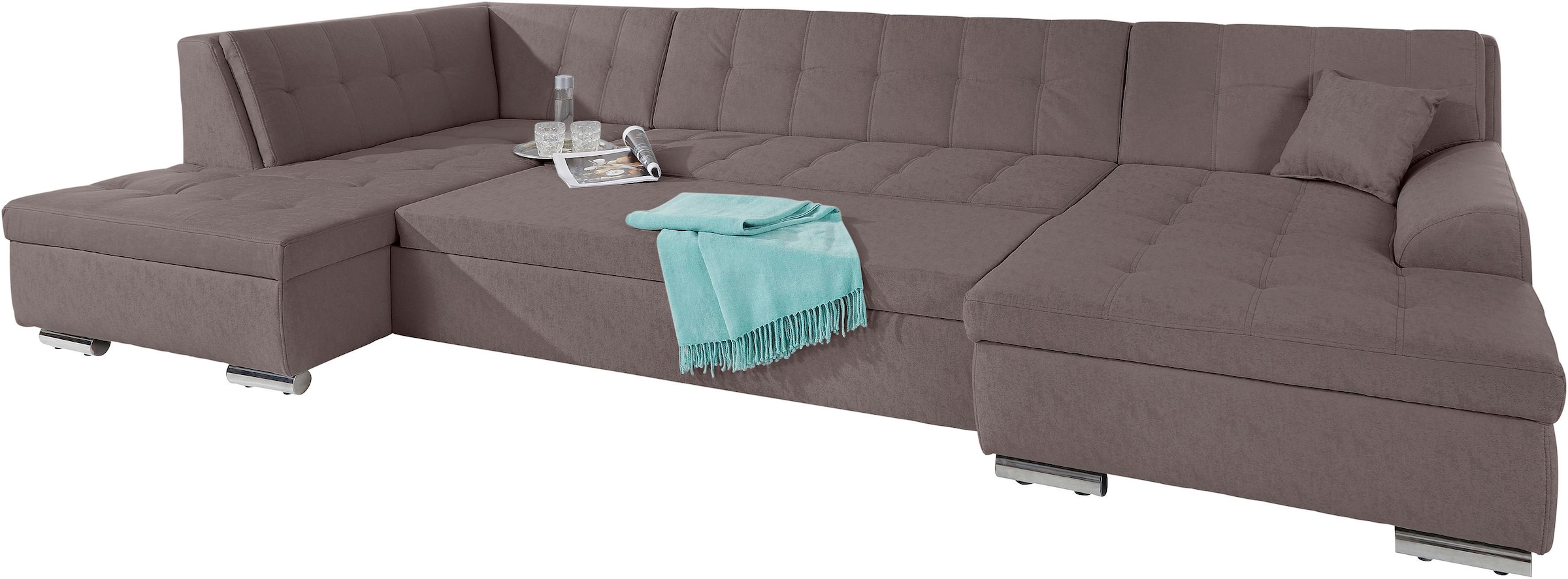 DOMO collection Wohnlandschaft »Aversa U-Form«, wahlweise mit Bettfunktion, frei im Raum stellbar
