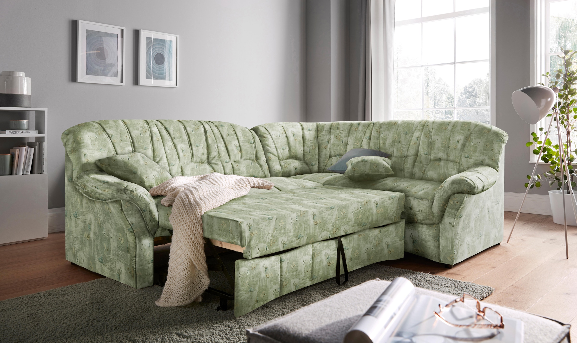 DOMO collection Ecksofa »Bahia, zeitlos und elegant, bequeme Armlehnen, L-Form«, wahlweise mit Bettfunktion