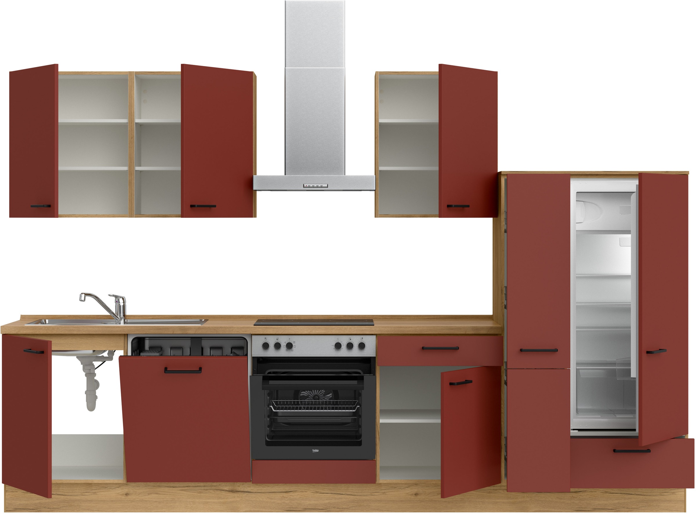 nobilia® Küchenzeile »"Easytouch I"«, vormontiert, Ausrichtung wählbar, Breite 330 cm, wahlw. mit E-Geräten