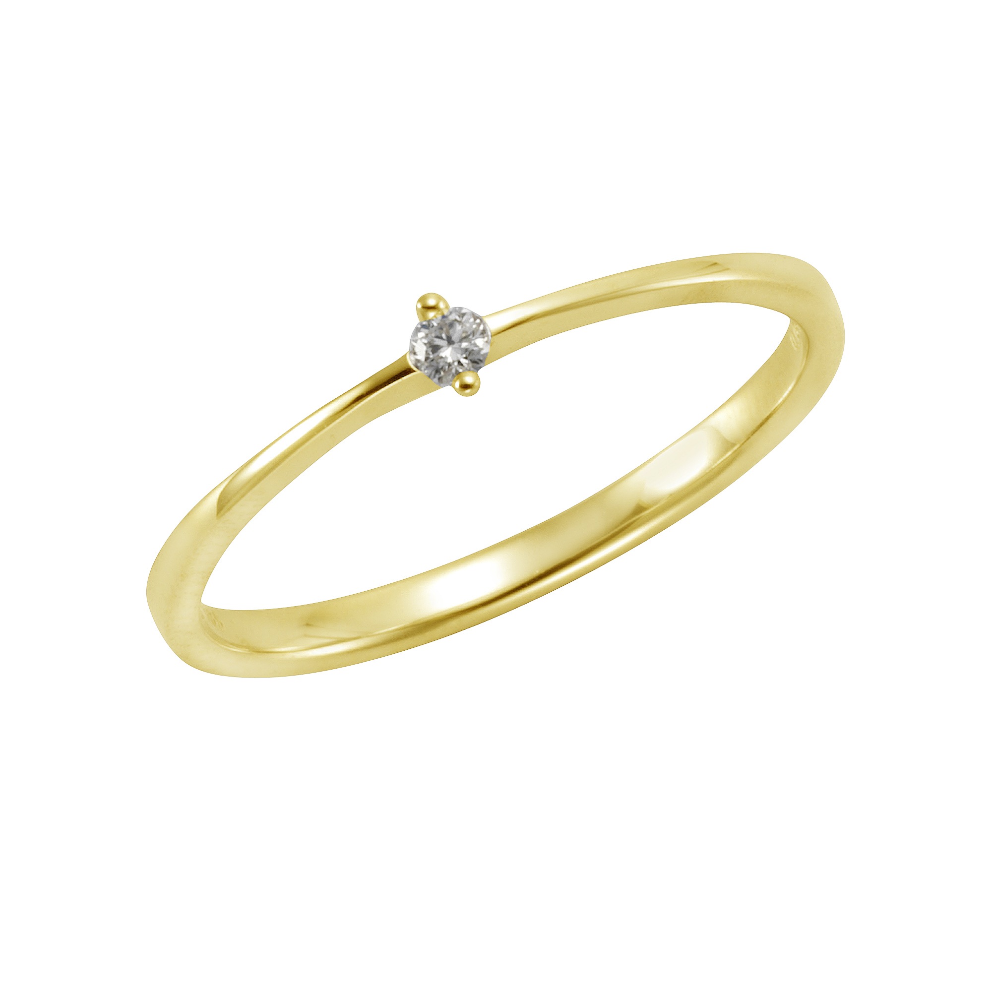 Fingerring „585 Gold Brillant 0,07ct.“ gelb + weiß 0,07 ct SI = kleine Einschlüsse 052 (16,6) – 0,07 ct SI = kleine Einschlüsse
