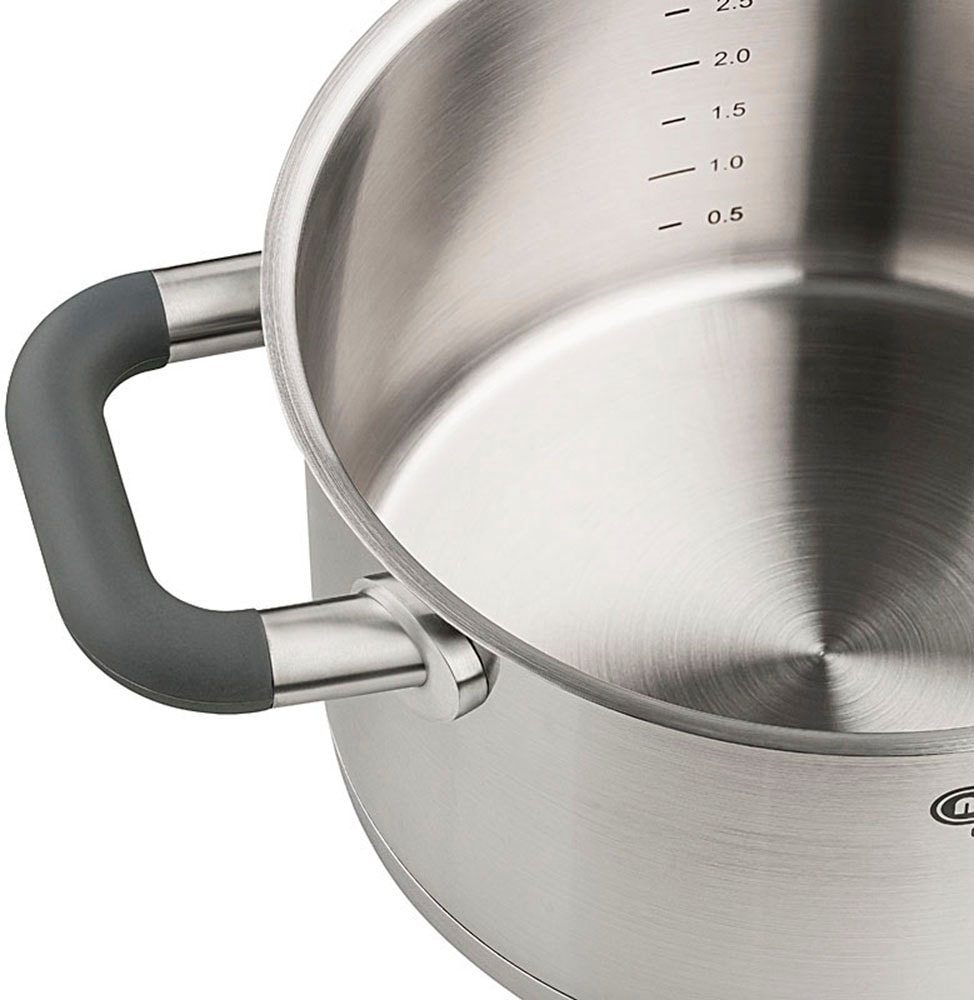 Mulex Topf-Set »LUGANO«, Edelstahl 18/10, (Set, 8 tlg.), inkl. Servierpfanne 24 cm mit Deckel, Induktion