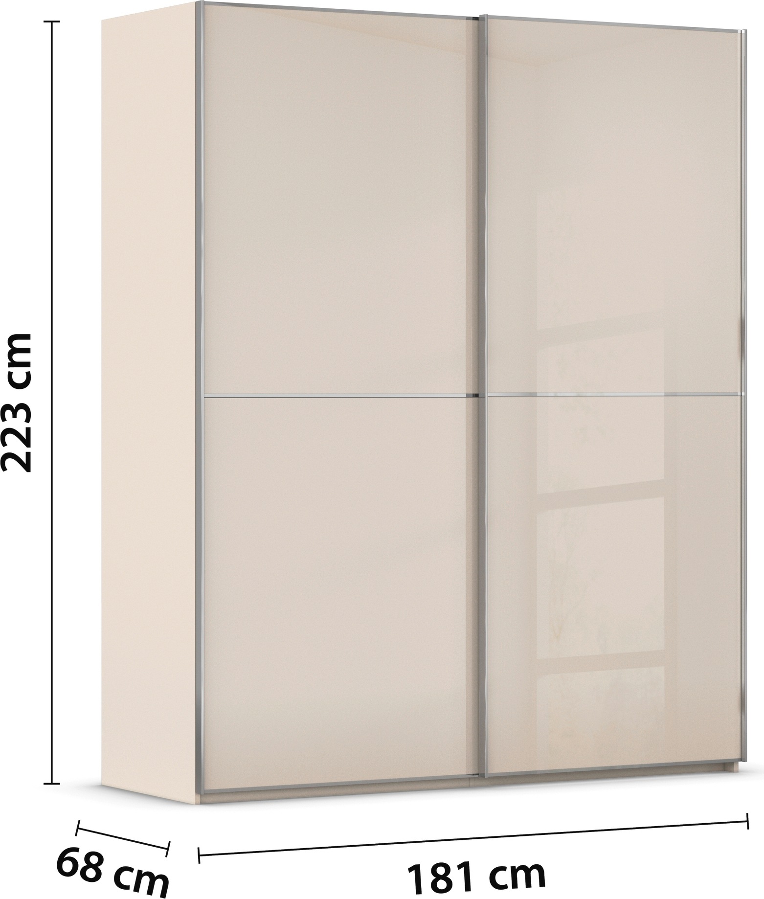 rauch Schwebetürenschrank »Kleiderschrank Schrank Garderobe Schlafzimmerschrank SCALE-DUO«, edle zweigeteilte Türen Glas-Front mit 3 Zierleisten MADE IN GERMANY