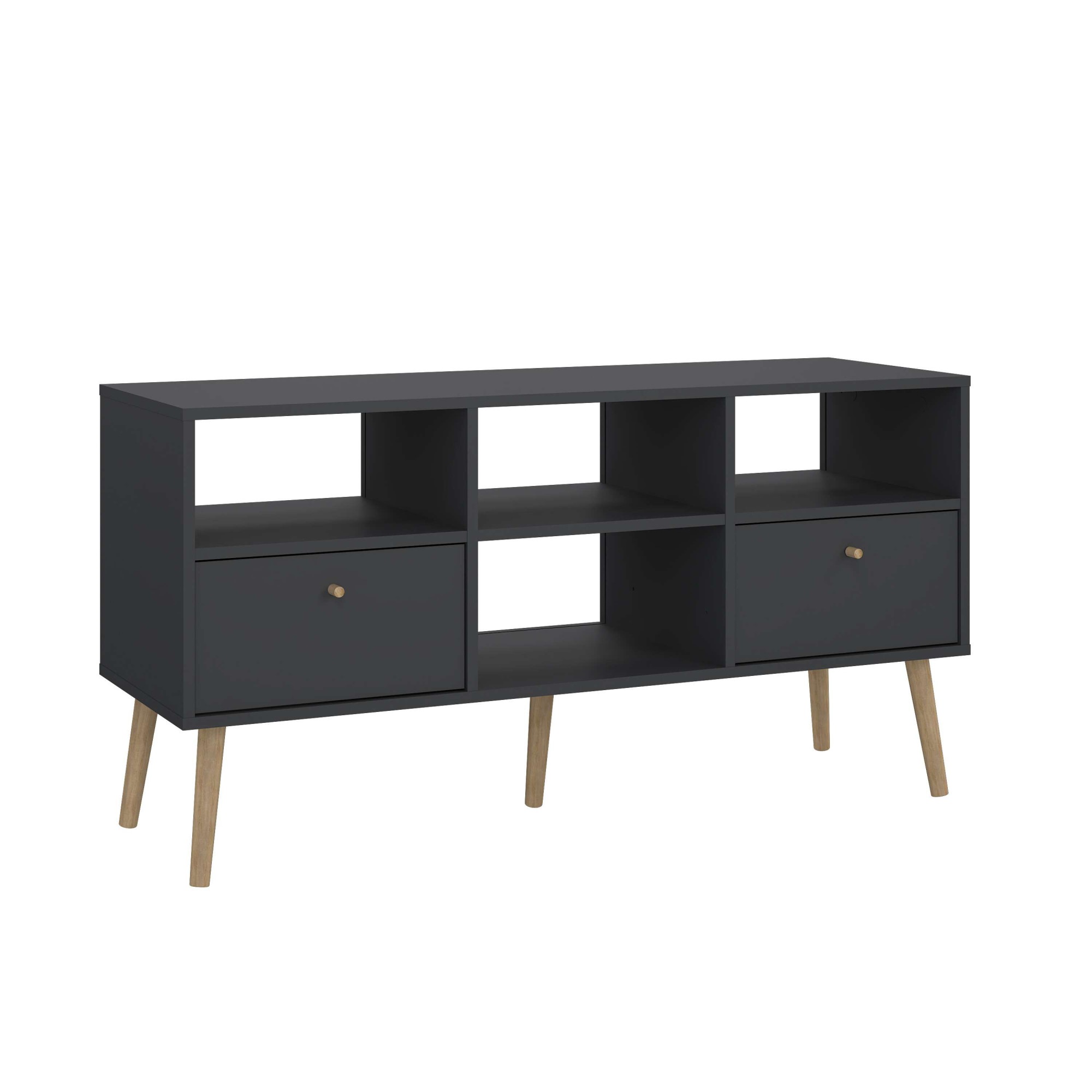 andas TV-Board »Bodo TV-Möbel, TV-Unit, Mediamöbel, Regal«, 2 Schubladen und 4 offene Fächer, Beine und Griffe aus Massivholz